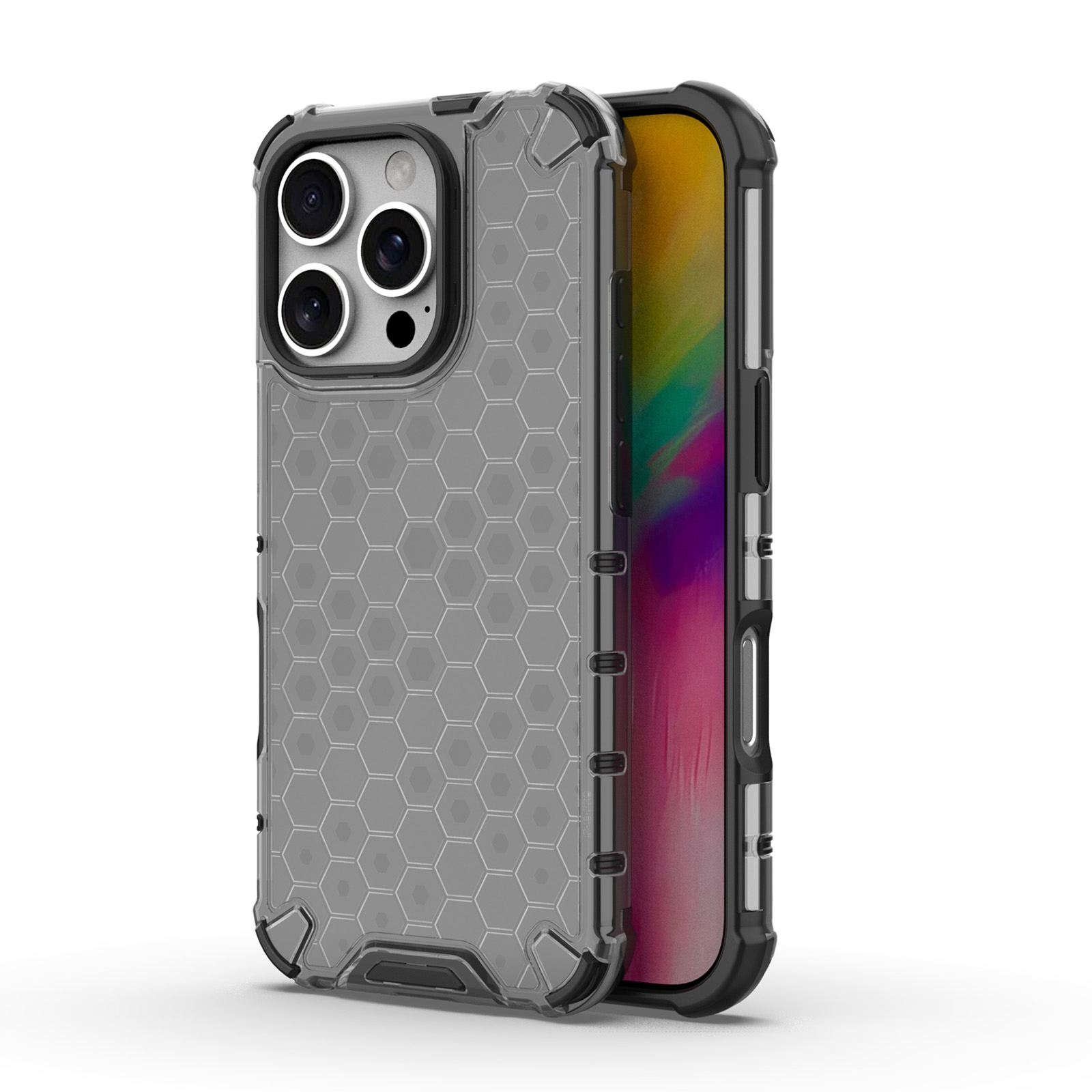 For iPhone 16 Pro Honeycomb Shockproof Phone Case(Black) - Shopkiz.com