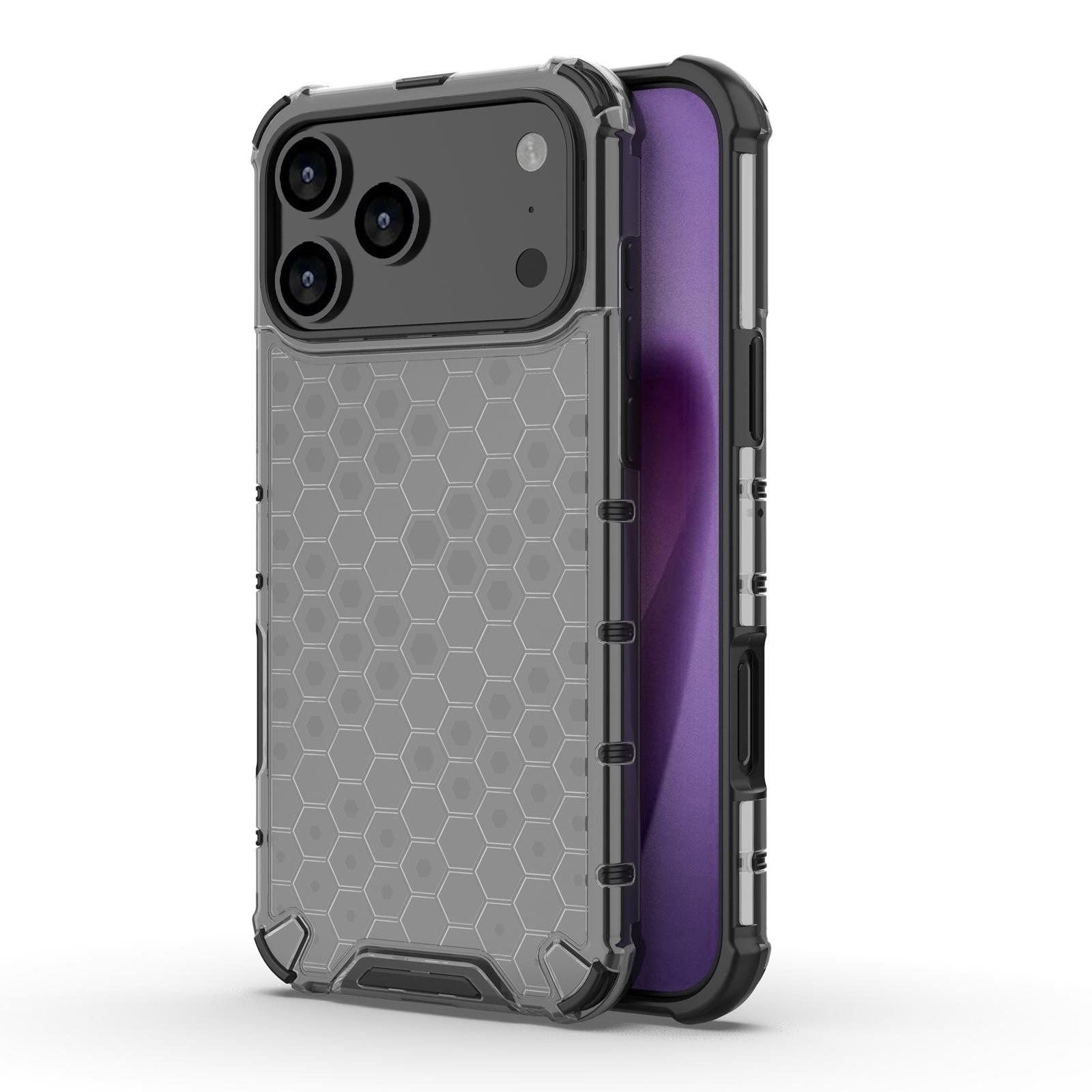 For iPhone 17 Pro Honeycomb Shockproof Phone Case(Black) - Shopkiz.com