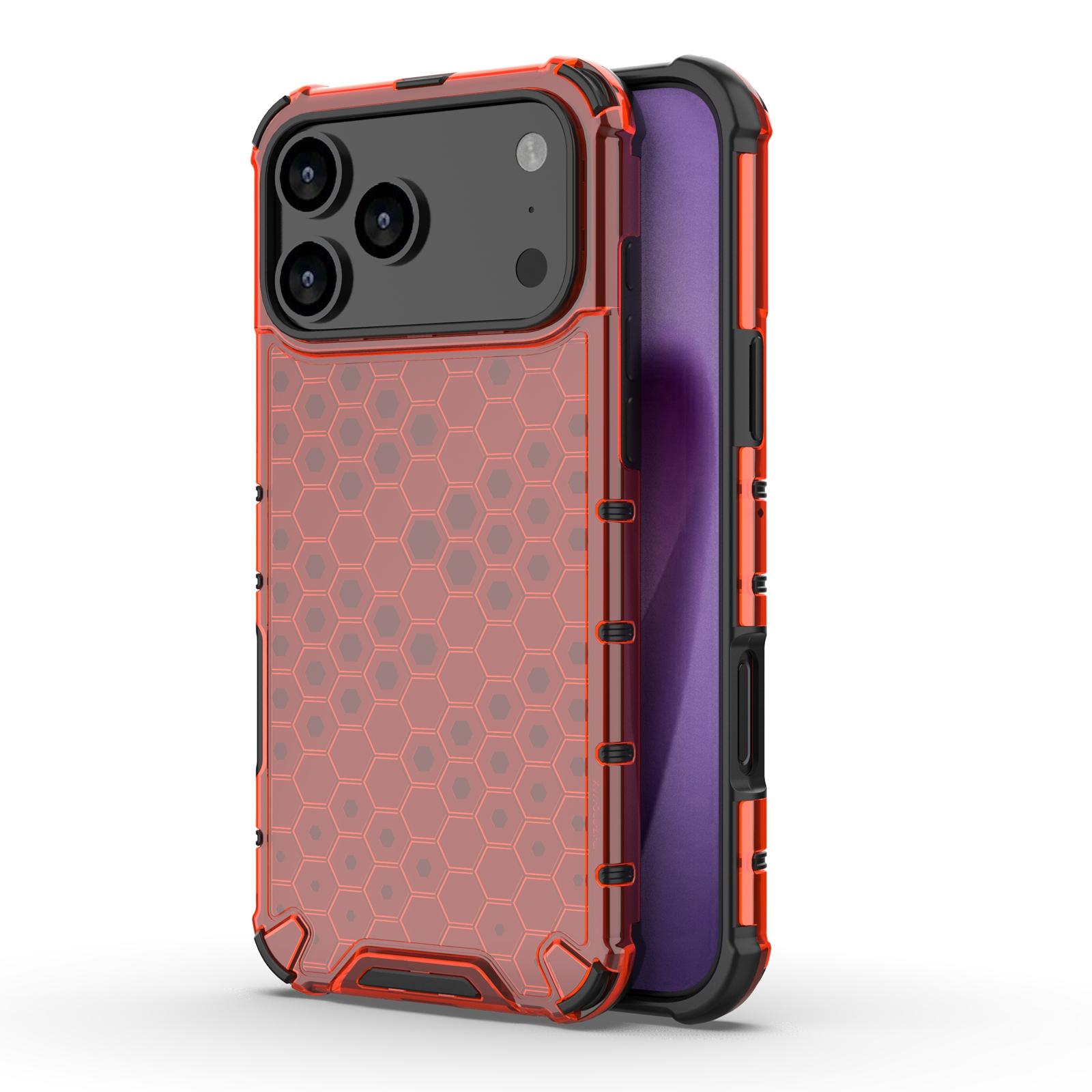 For iPhone 17 Pro Honeycomb Shockproof Phone Case(Red) - Shopkiz.com