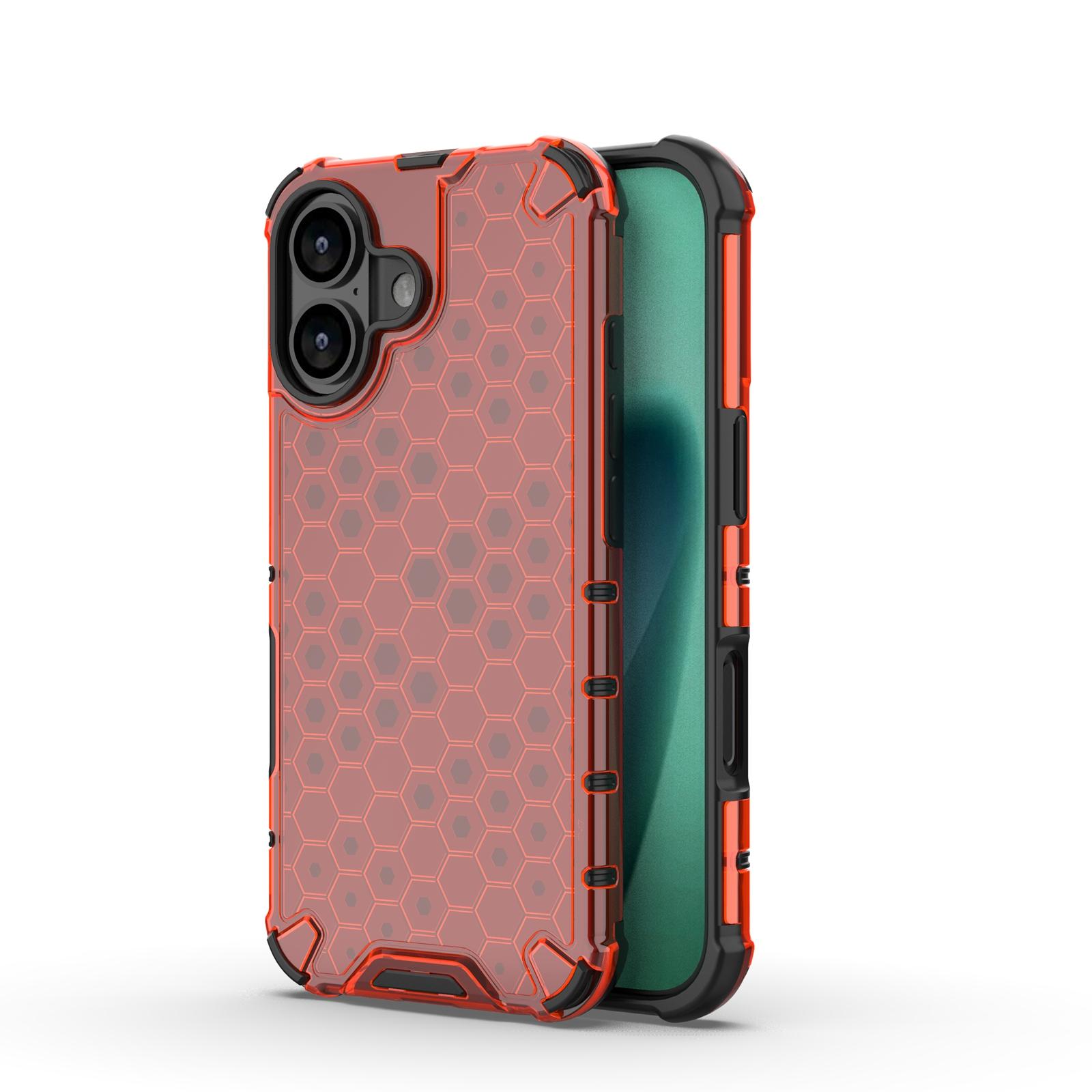 For iPhone 17 Honeycomb Shockproof Phone Case(Red) - Shopkiz.com