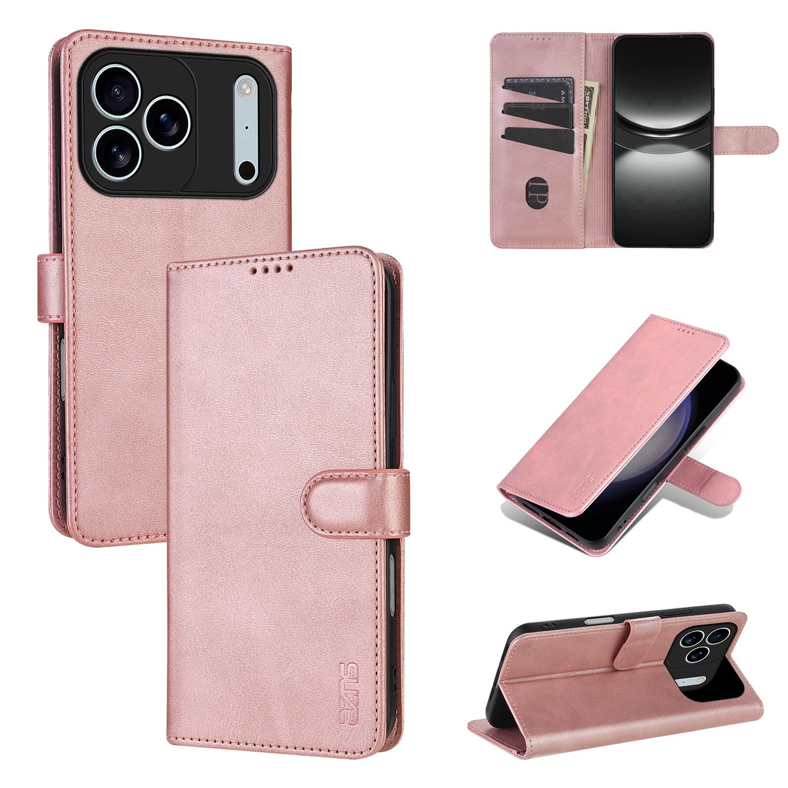 For iPhone 17 Pro AZNS Skin Feel Calf Texture Flip Leather Phone Case(Rose Gold) - Shopkiz.com
