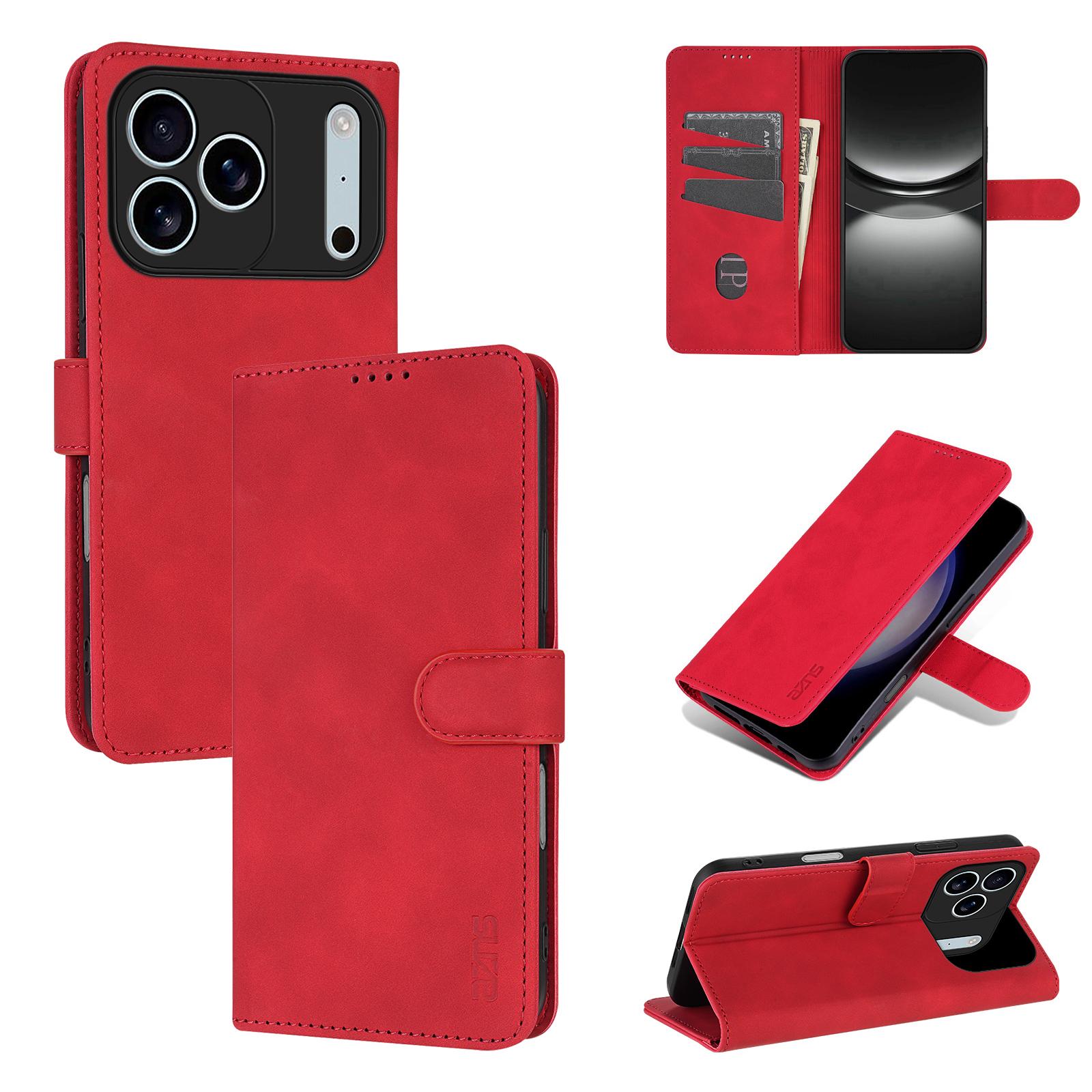 For iPhone 18 Pro Max AZNS Skin Feel Calf Texture Flip Leather Phone Case(Red) - Shopkiz.com