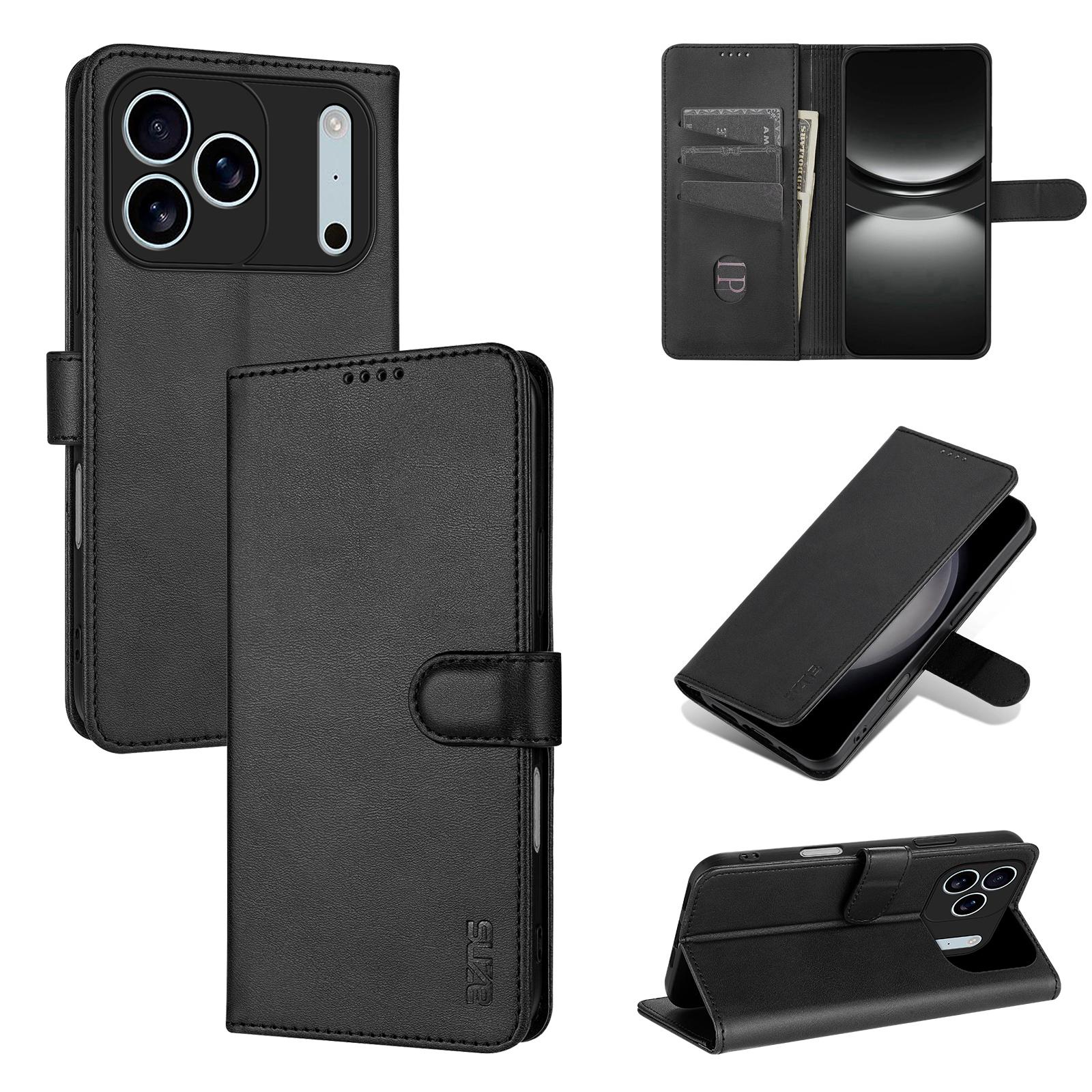 For iPhone 18 Pro Max AZNS Skin Feel Calf Texture Flip Leather Phone Case(Black) - Shopkiz.com