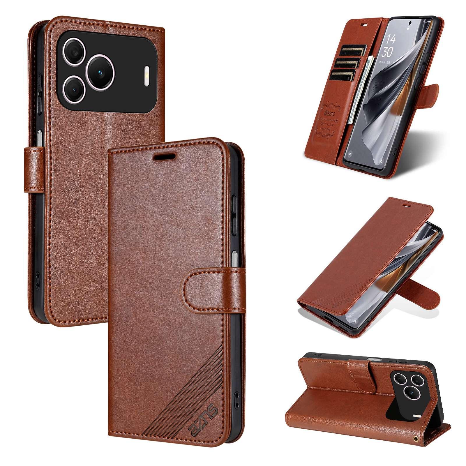 For Huawei nova 16 SE 5G AZNS Sheepskin Texture Flip Leather Phone Case(Brown) - Shopkiz.com
