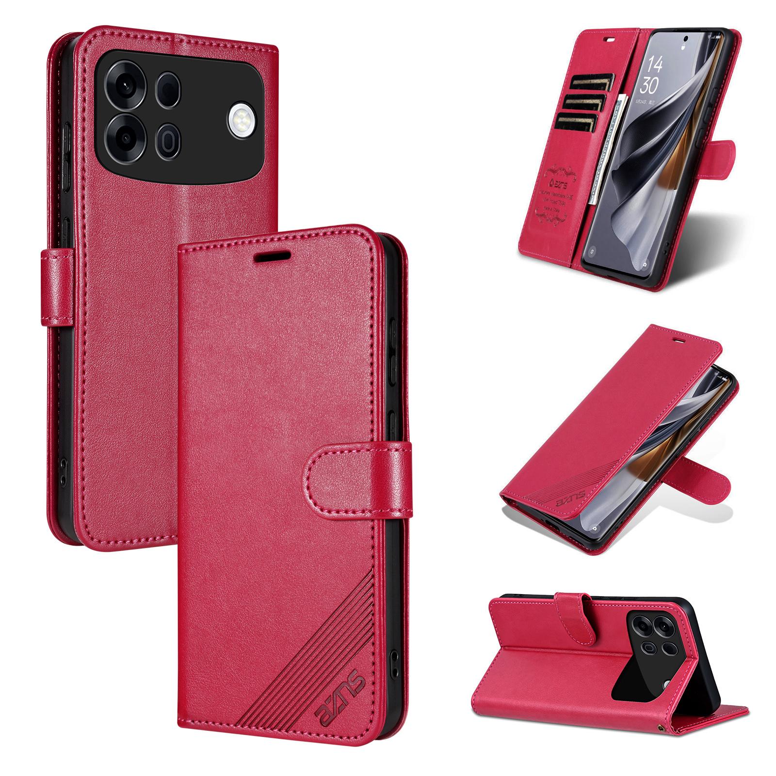 For OPPO A7 Pro Max 5G AZNS Sheepskin Texture Flip Leather Phone Case(Red) - Shopkiz.com