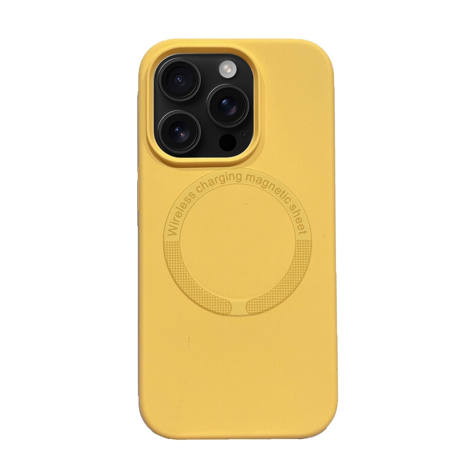 For iPhone 16 Pro Magsafe Magnetic Silicone Phone Case(Yellow) - Shopkiz.com