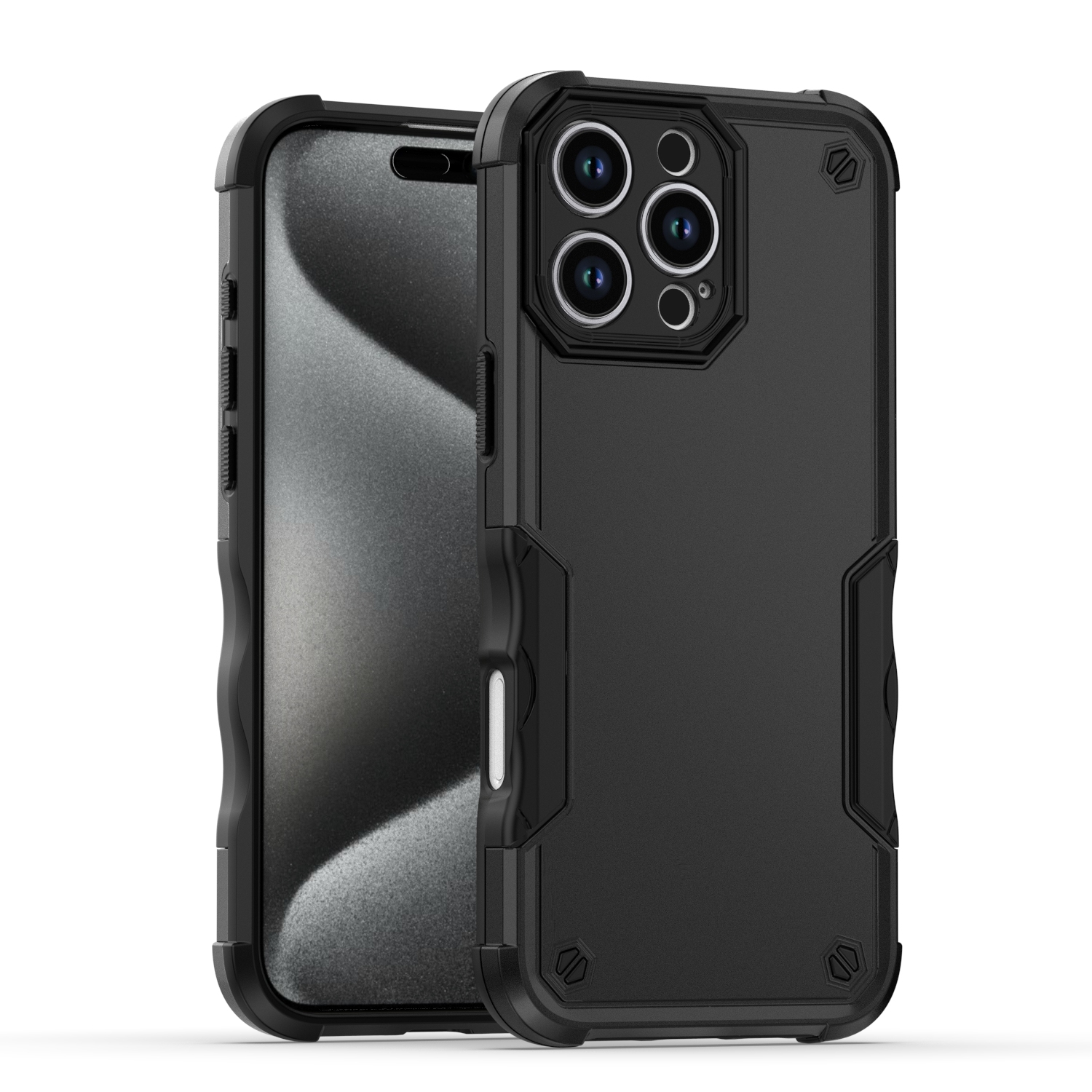 For iPhone 16 Pro Max Non-slip Shockproof Armor Phone Case(Black) - Shopkiz.com