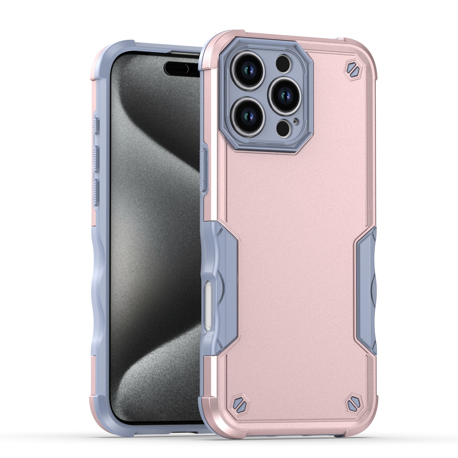 For iPhone 16 Pro Non-slip Shockproof Armor Phone Case(Pink) - Shopkiz.com