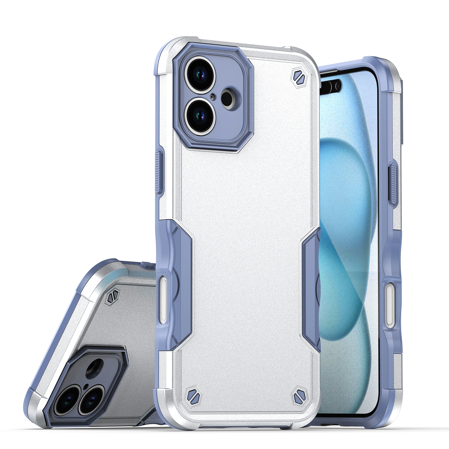 For iPhone 16 Plus Non-slip Shockproof Armor Phone Case(White) - Shopkiz.com