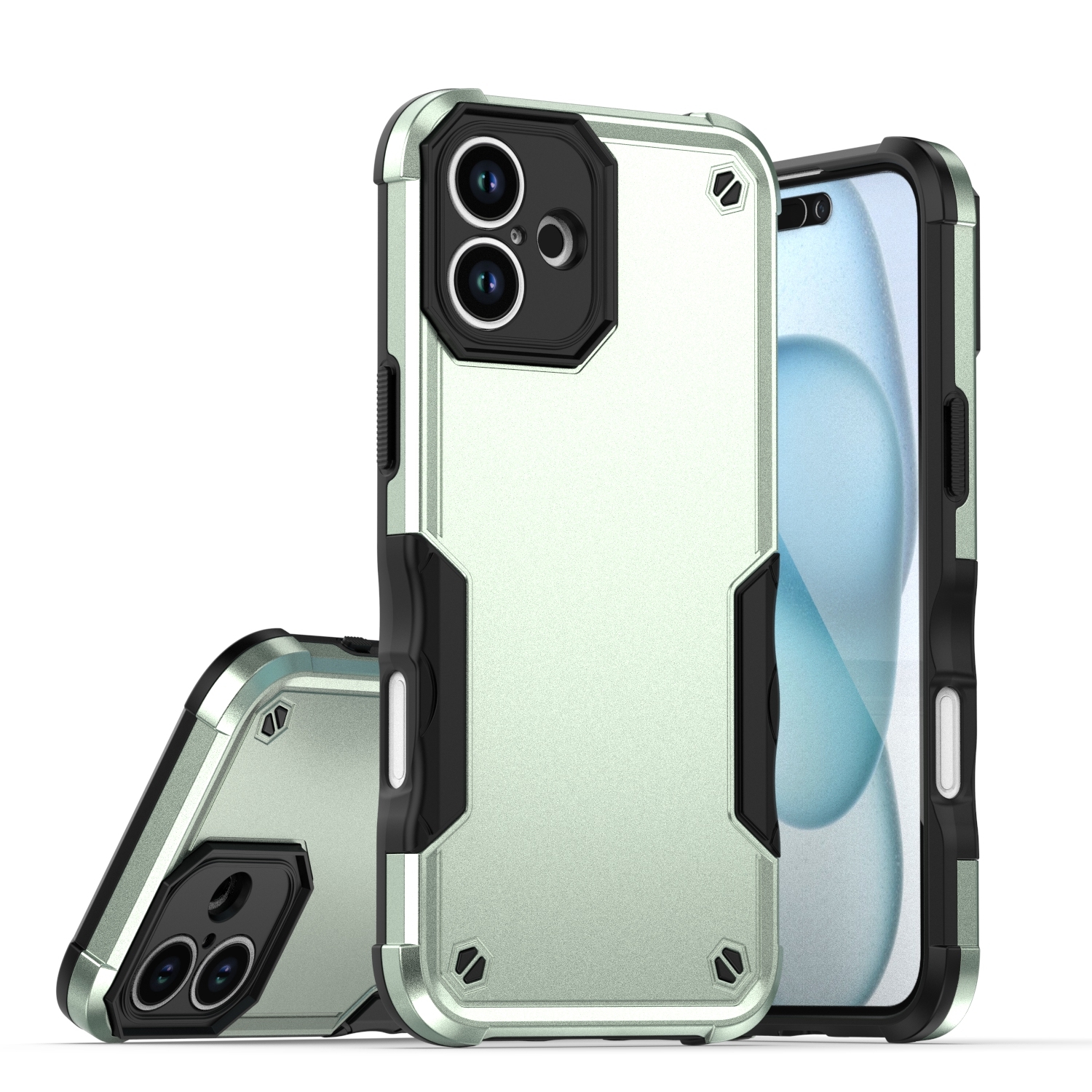 For iPhone 16 Non-slip Shockproof Armor Phone Case(Green) - Shopkiz.com