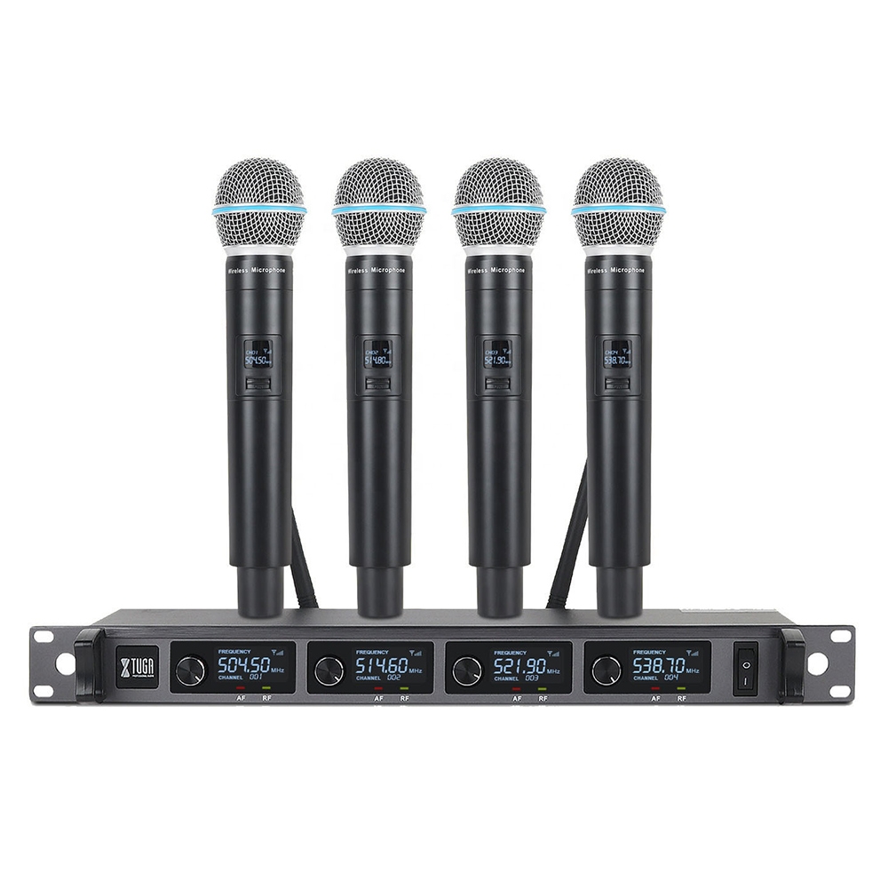 XTUGA A140-H Wireless Microphone System 4 Channel UHF Handheld Microphone(EU Plug) - Shopkiz.com
