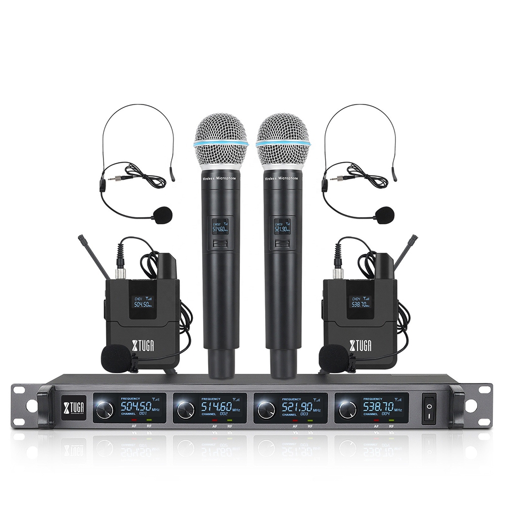 XTUGA A140-HB Wireless Microphone System 4 Channel Handheld Lavalier Headset Microphone(AU Plug) - Shopkiz.com