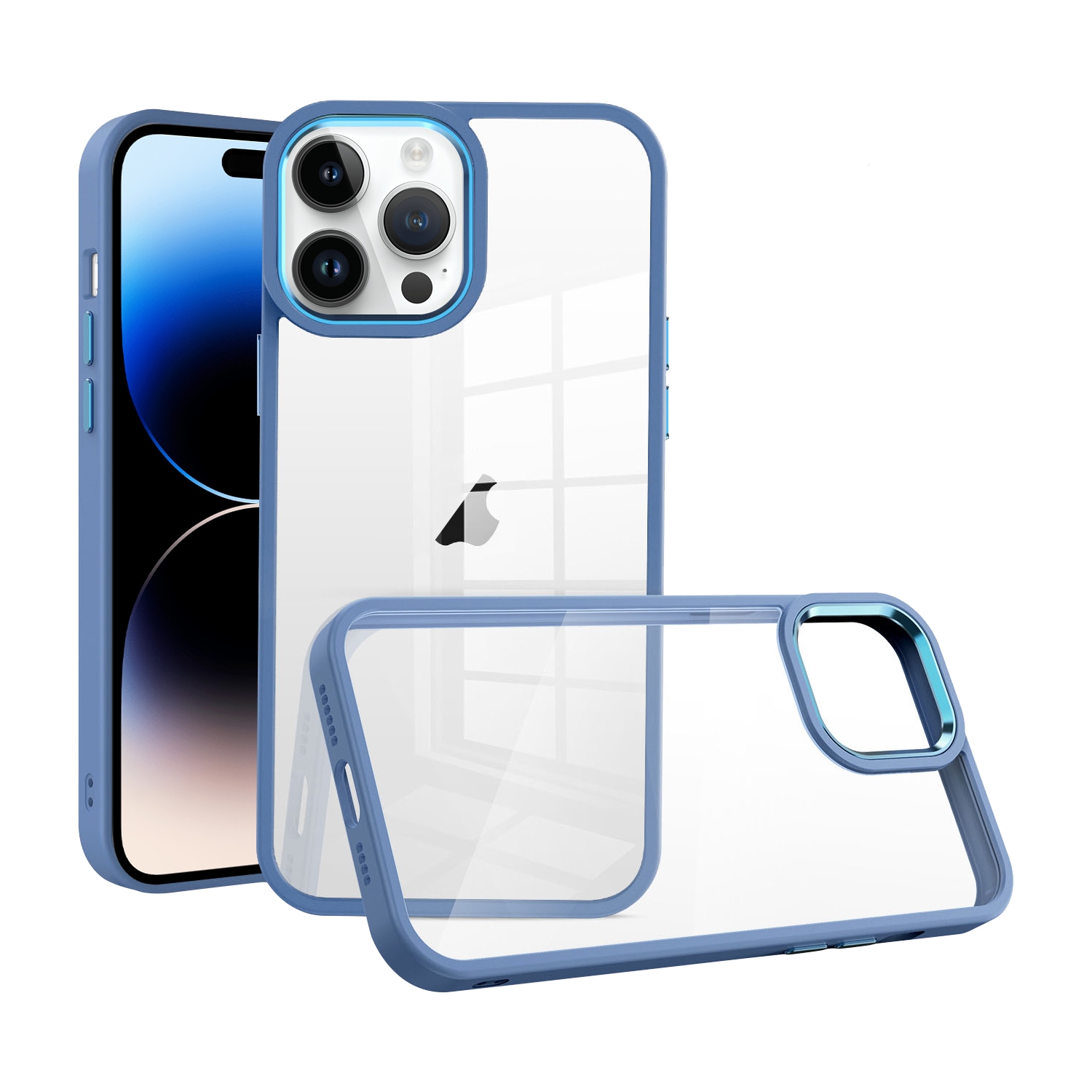 For iPhone 15 Pro Max Macaron High Transparent PC Phone Case(Blue) - Shopkiz.com