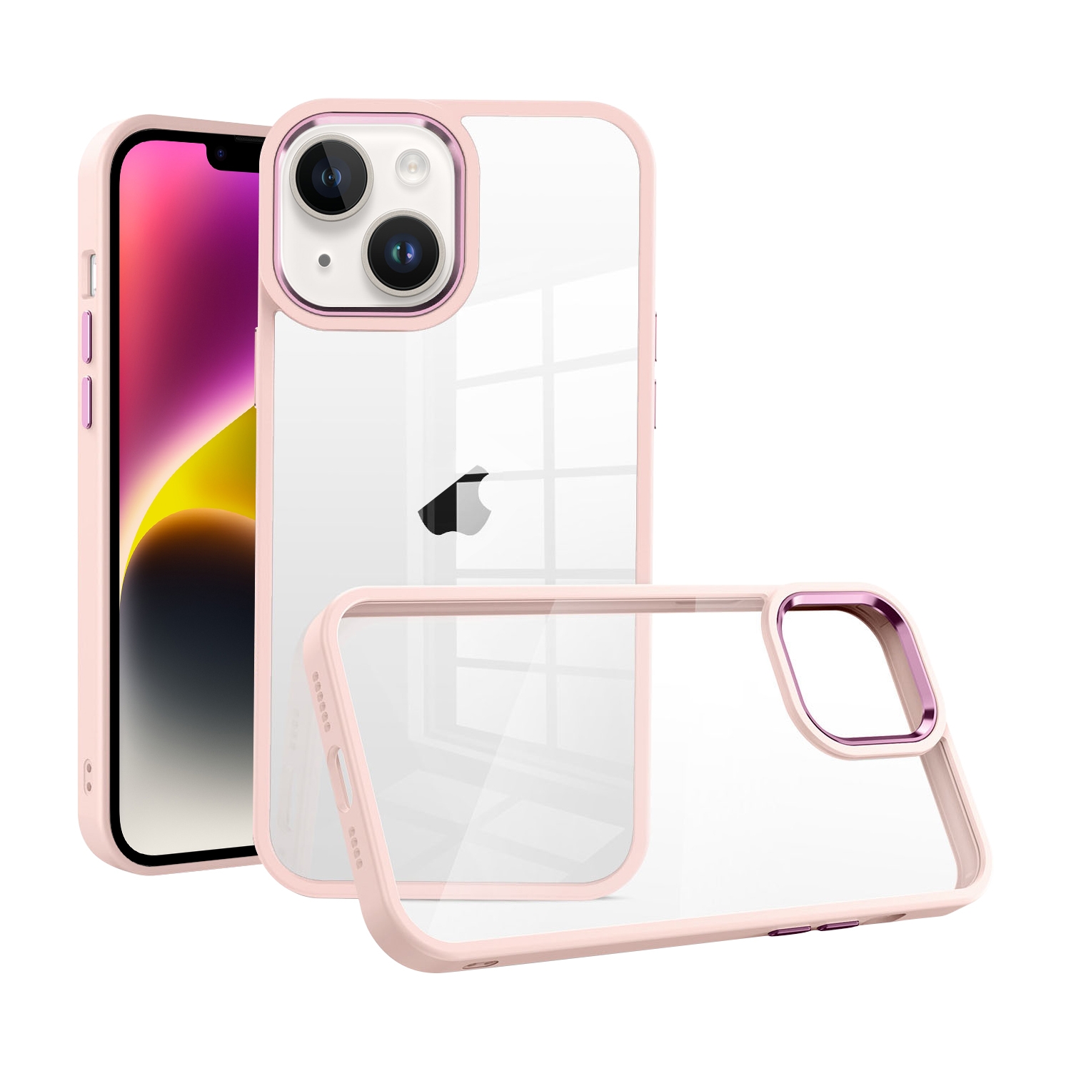 For iPhone 15 Macaron High Transparent PC Phone Case(Pink) - Shopkiz.com