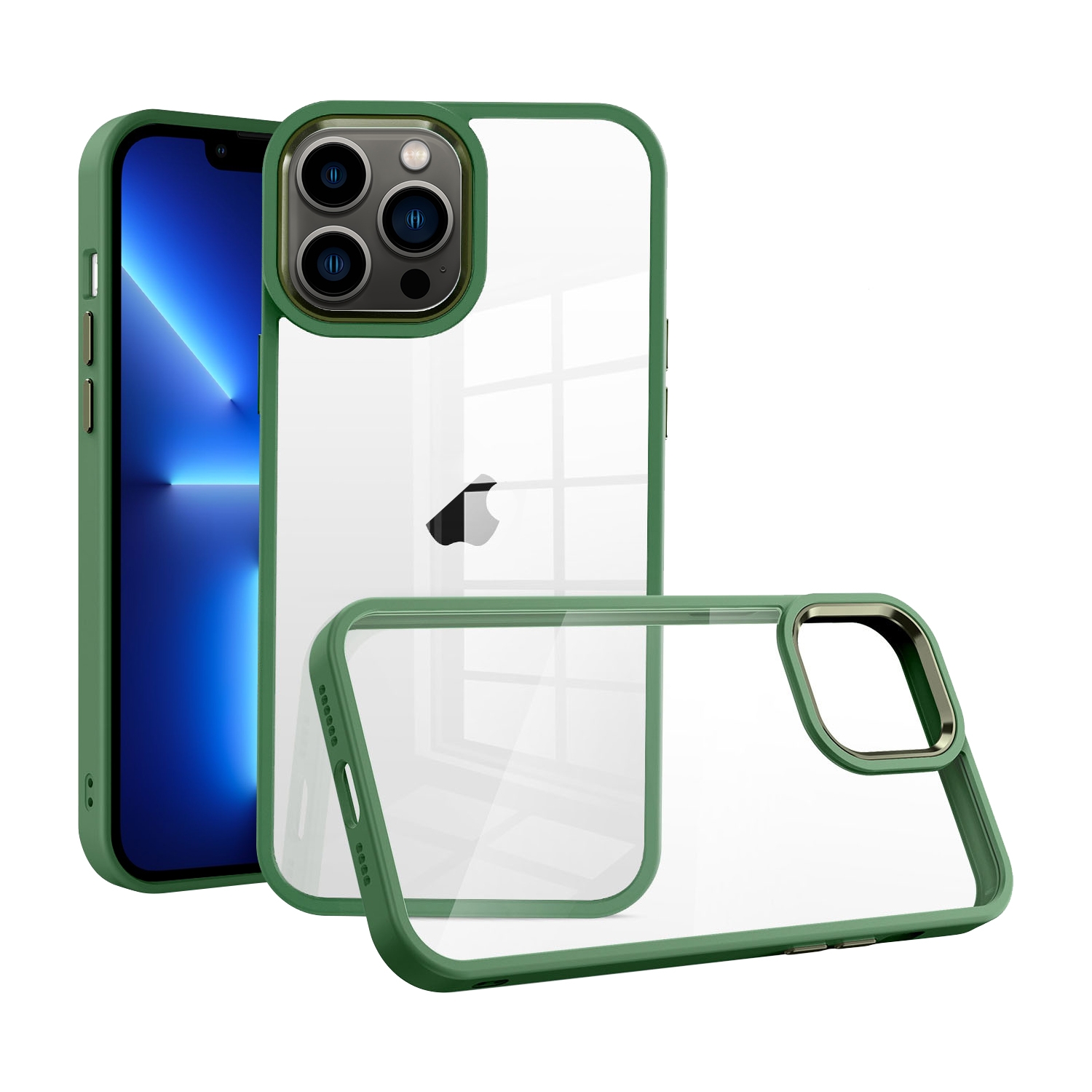 For iPhone 13 Pro Macaron High Transparent PC Phone Case(Green) - Shopkiz.com