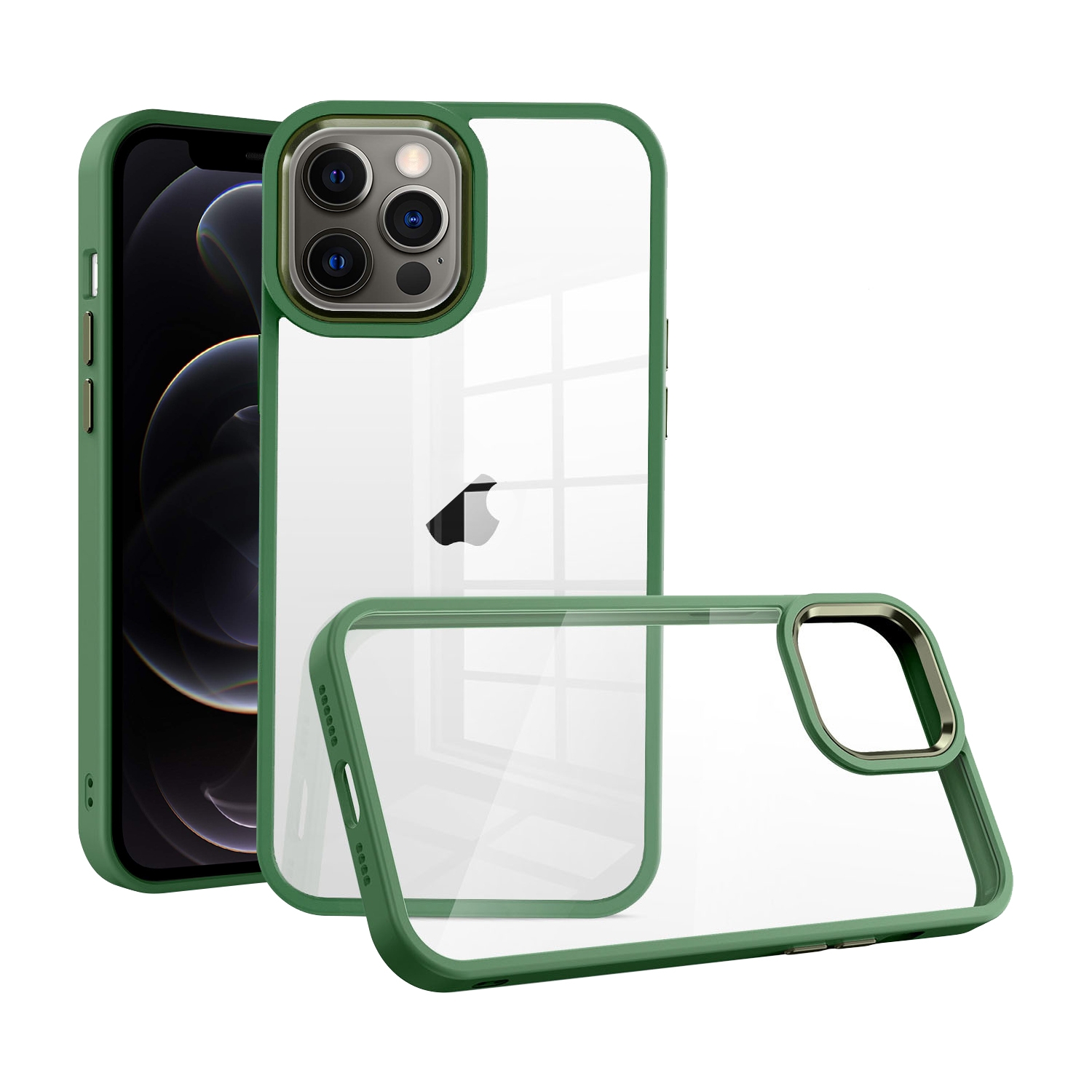 For iPhone 12 Pro Macaron High Transparent PC Phone Case(Green) - Shopkiz.com