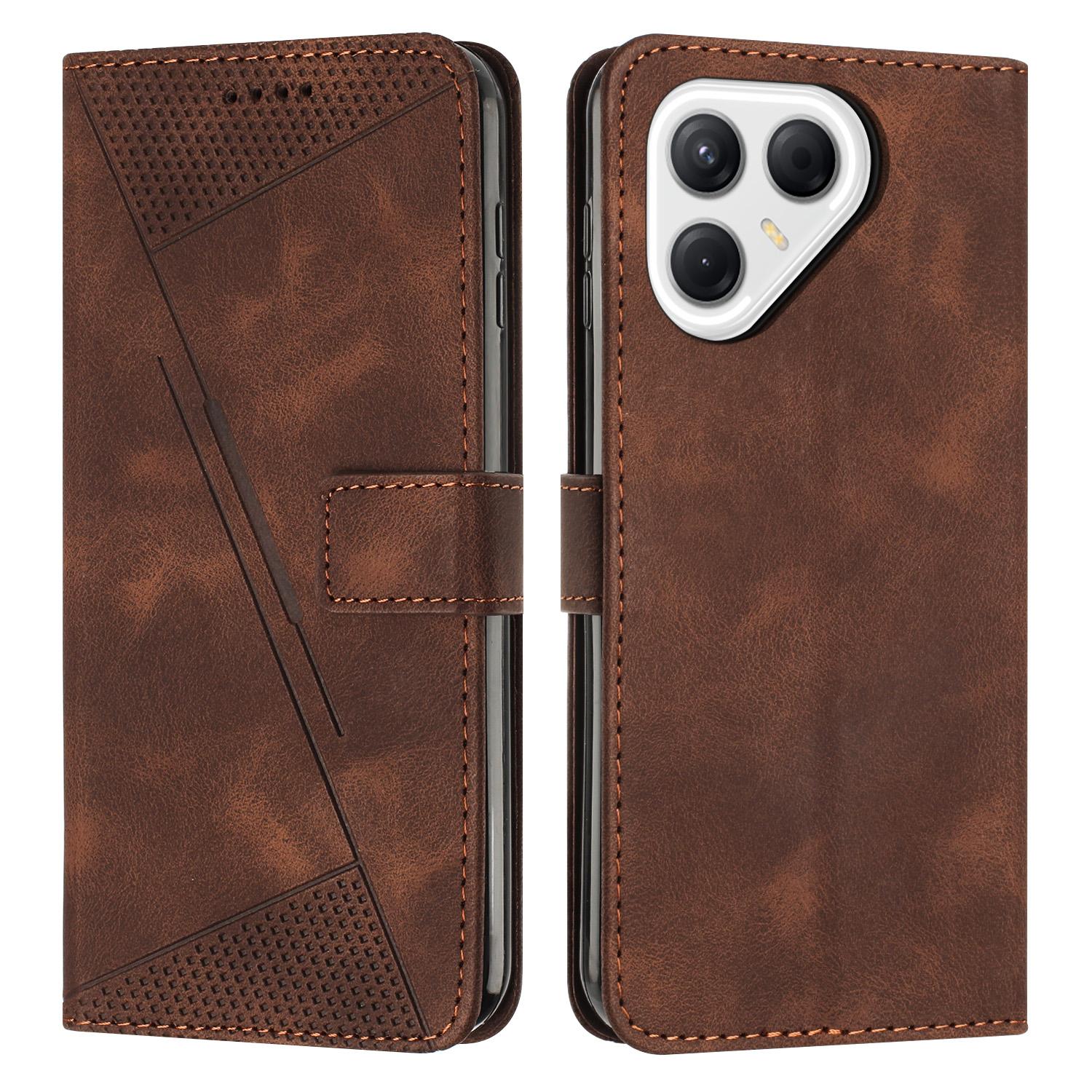 For Tecno Pova 8 5G Dream Triangle Leather Phone Case with Lanyard(Brown) - Shopkiz.com
