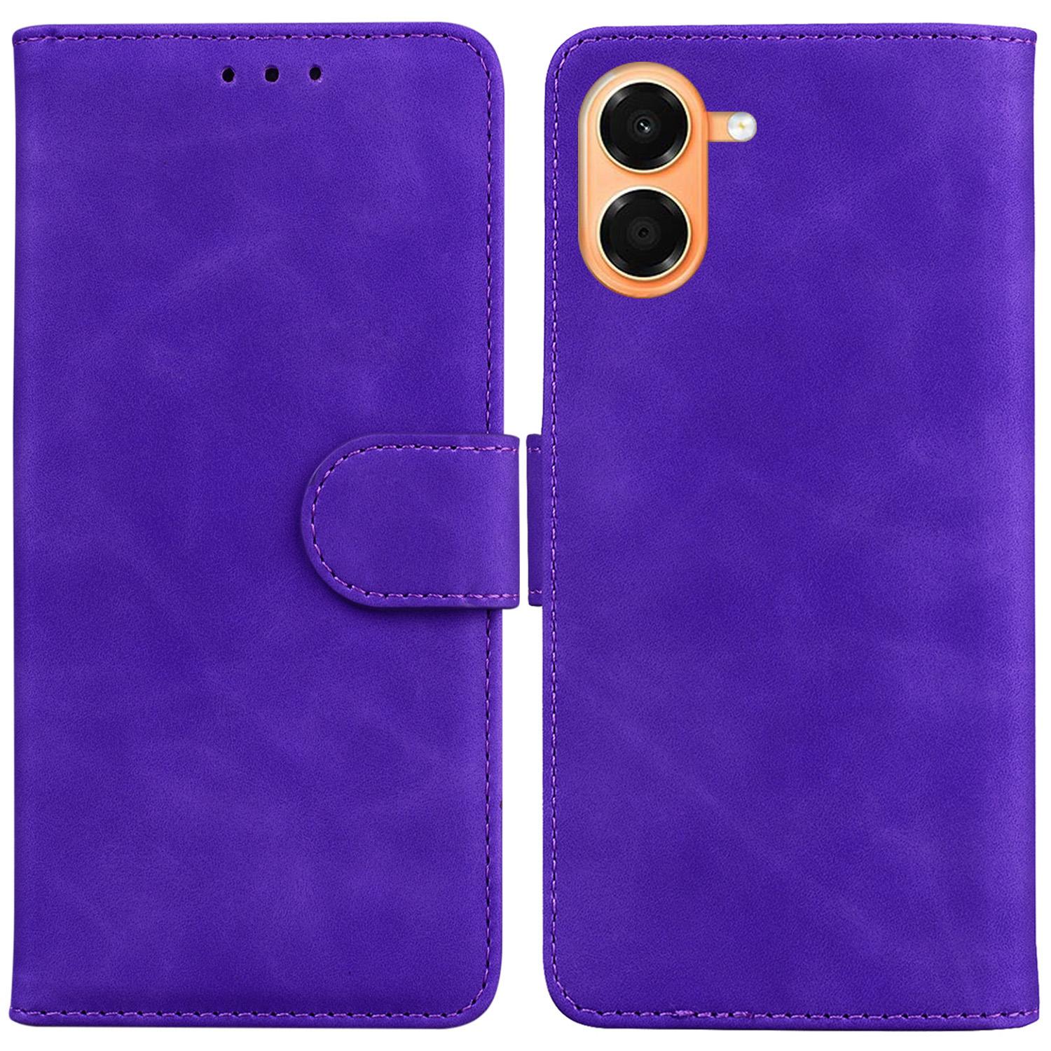 For Honor X7e 4G Skin Feel Pure Color Flip Leather Phone Case(Purple) - Shopkiz.com