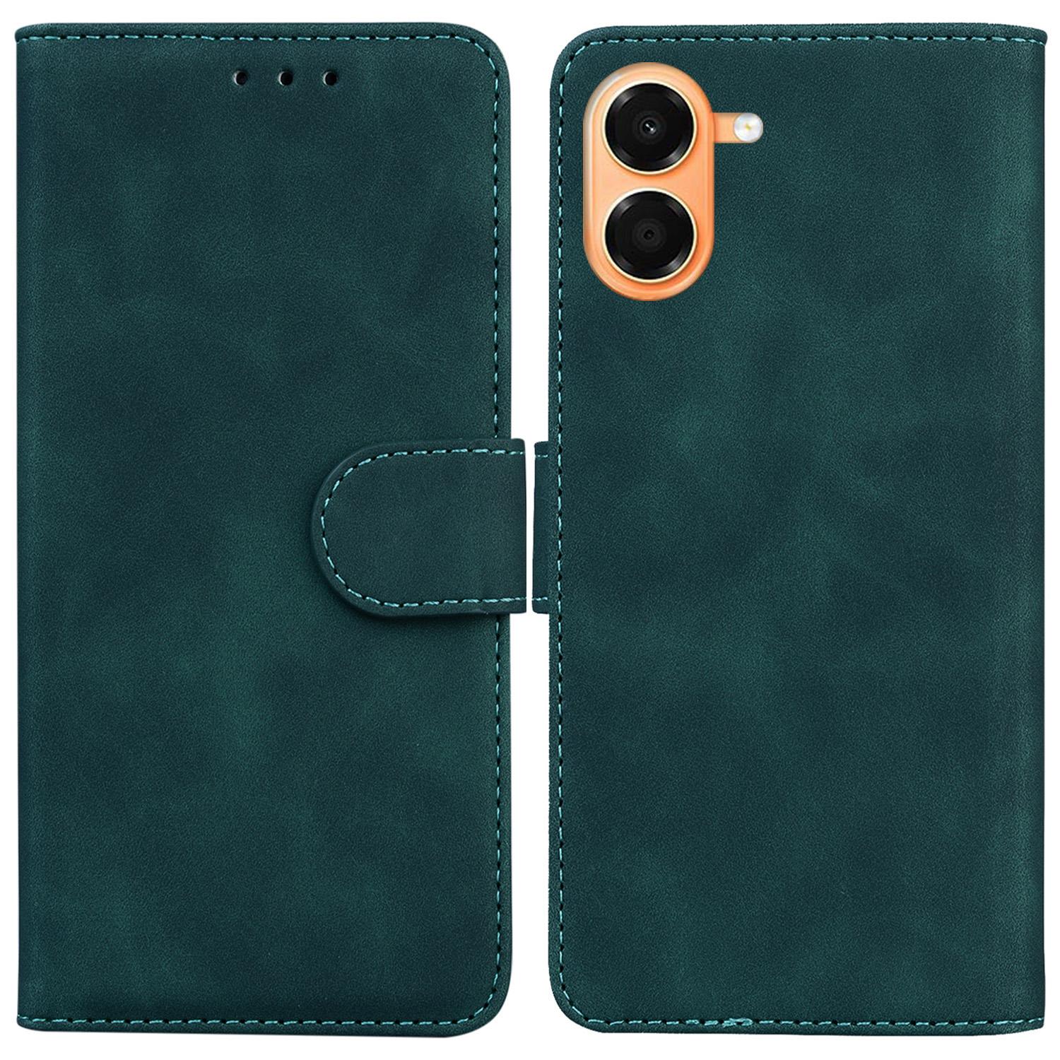 For Honor X7e 4G Skin Feel Pure Color Flip Leather Phone Case(Green) - Shopkiz.com