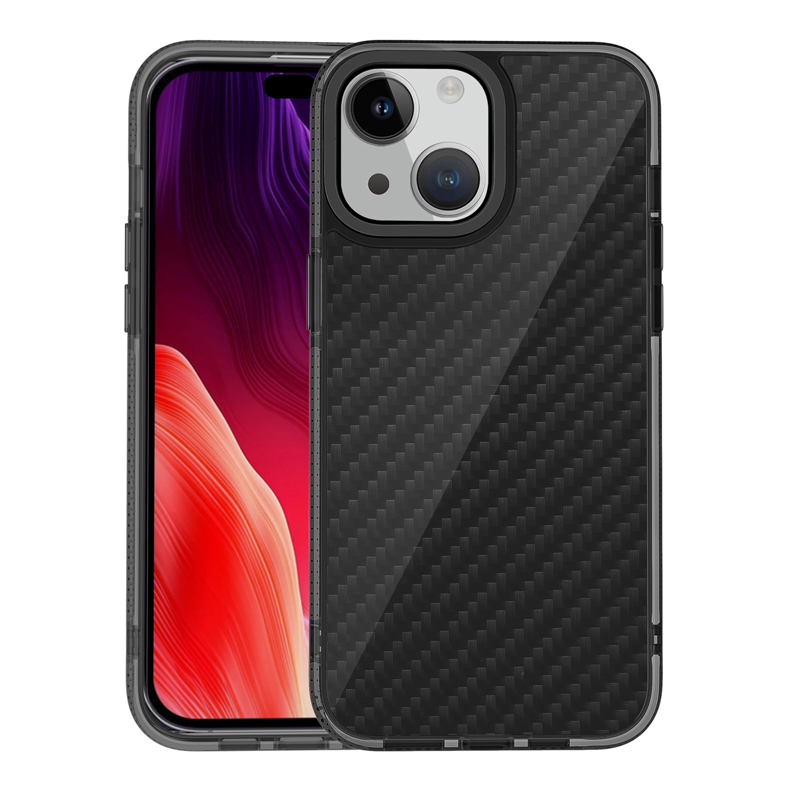 For iPhone 15 Plus Armor Carbon Fiber TPU + PC Phone Case(Black) - Shopkiz.com