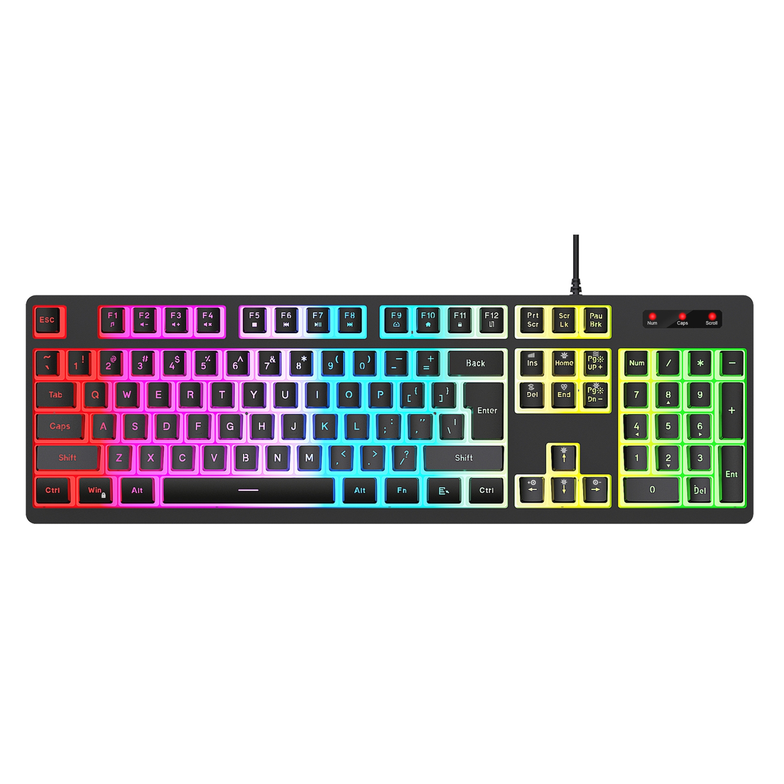 HXSJ L200 Wired RGB Backlit Keyboard 104 Pudding Key Caps(Black) - Shopkiz.com
