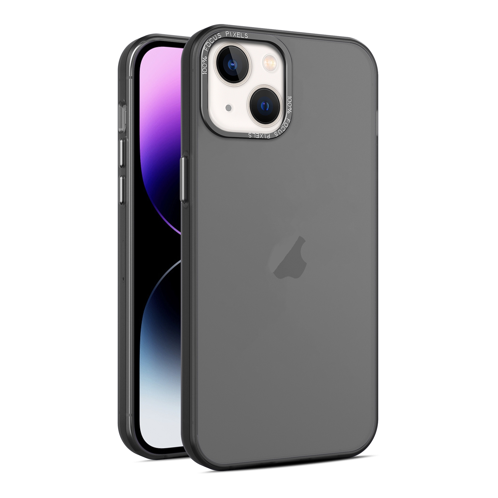 For iPhone 14 Plus Frosted Translucent Mist Phone Case(Black) - Shopkiz.com