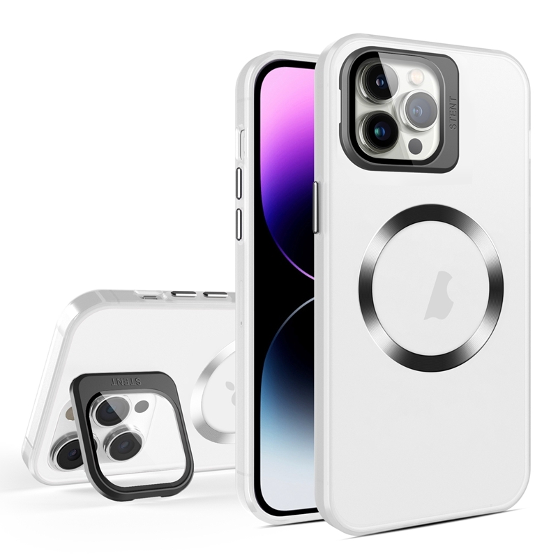 For iPhone 11 Pro Skin Feel CD Texture MagSafe Lens Holder Phone Case(Matte White) - Shopkiz.com