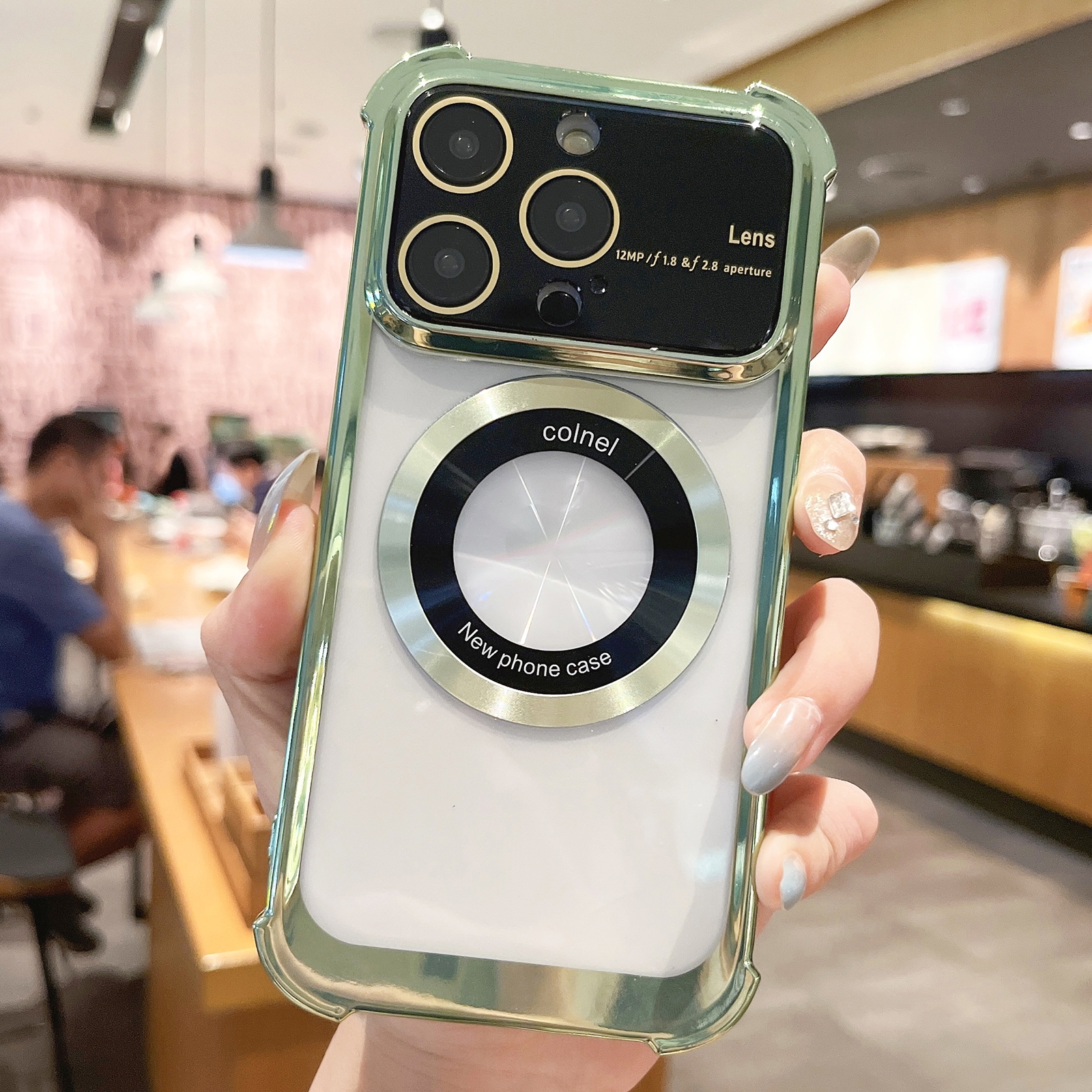 For iPhone 14 Pro Max MagSafe Shockproof TPU Phone Case with Lens Film(Green) - Shopkiz.com