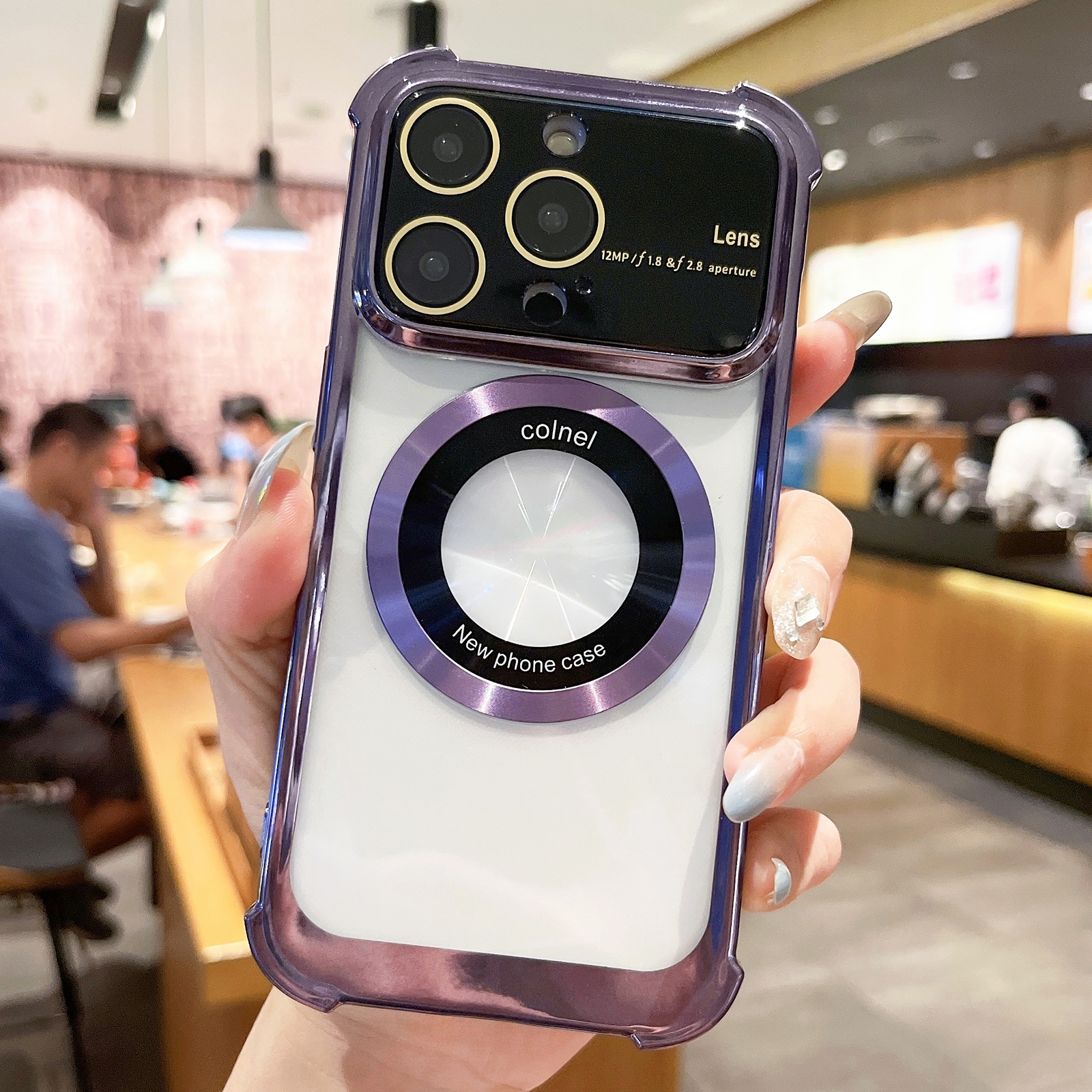 For iPhone 13 Pro Max MagSafe Shockproof TPU Phone Case with Lens Film(Purple) - Shopkiz.com