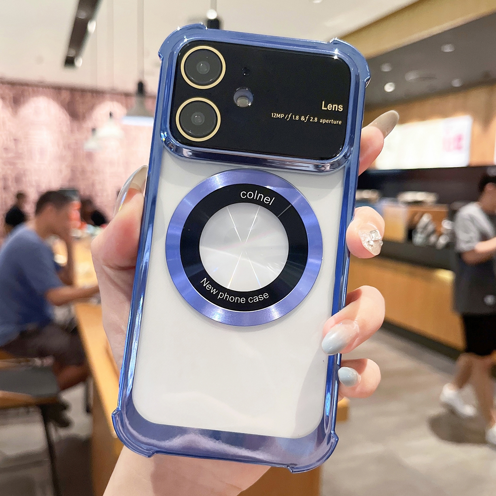 For iPhone 12 MagSafe Shockproof TPU Phone Case with Lens Film(Blue) - Shopkiz.com