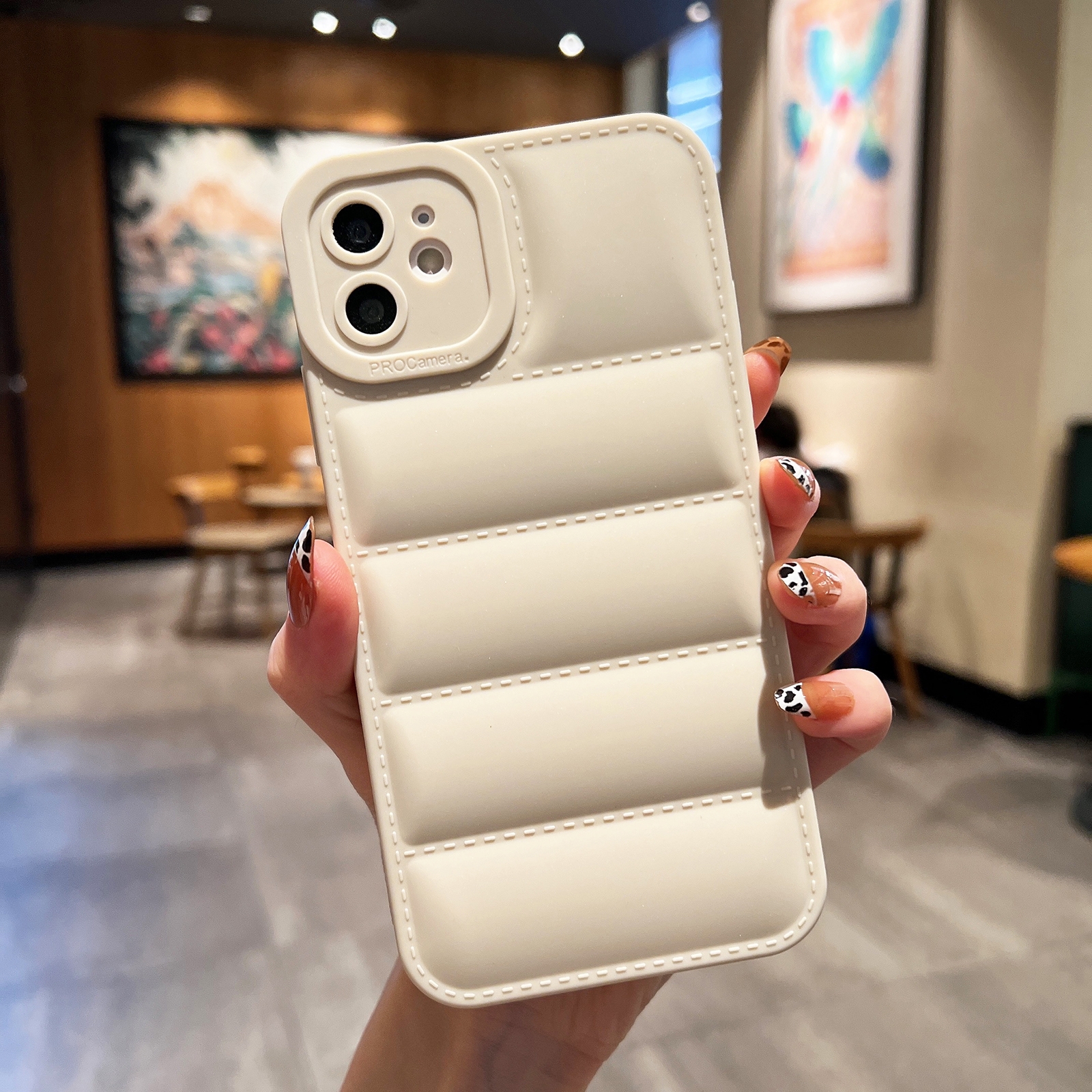 For iPhone 12 Eiderdown Airbag Frosted TPU Phone Case(White) - Shopkiz.com