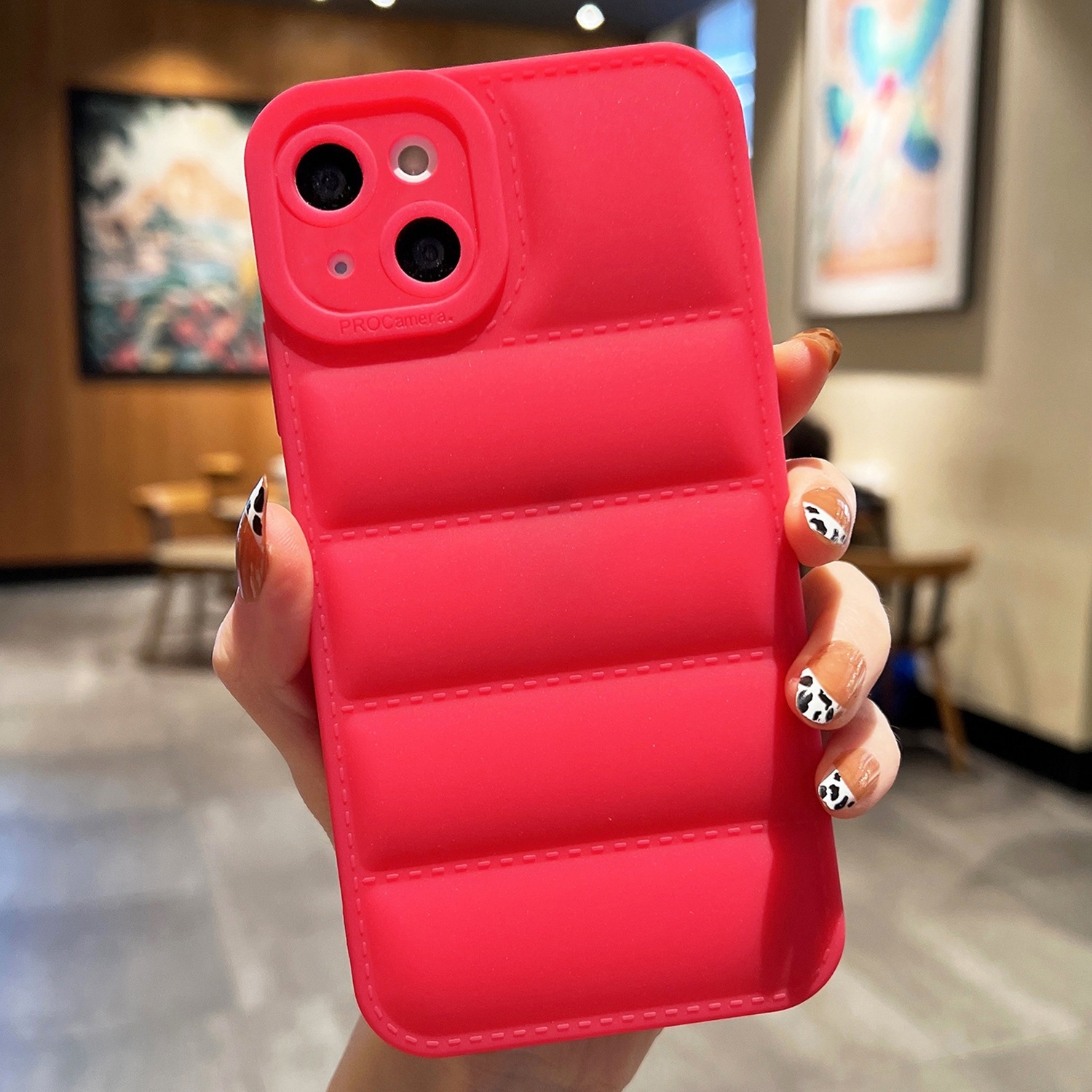 For iPhone 15 Plus Eiderdown Airbag Frosted TPU Phone Case(Red) - Shopkiz.com