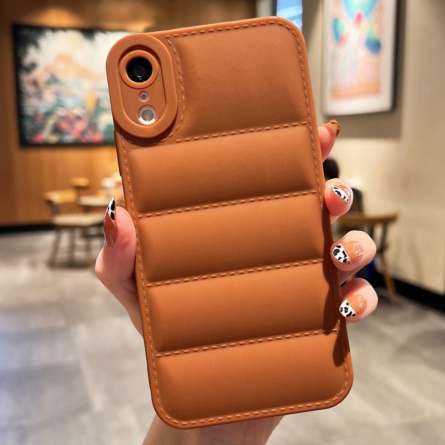 For iPhone XR Eiderdown Airbag Frosted TPU Phone Case(Brown) - Shopkiz.com