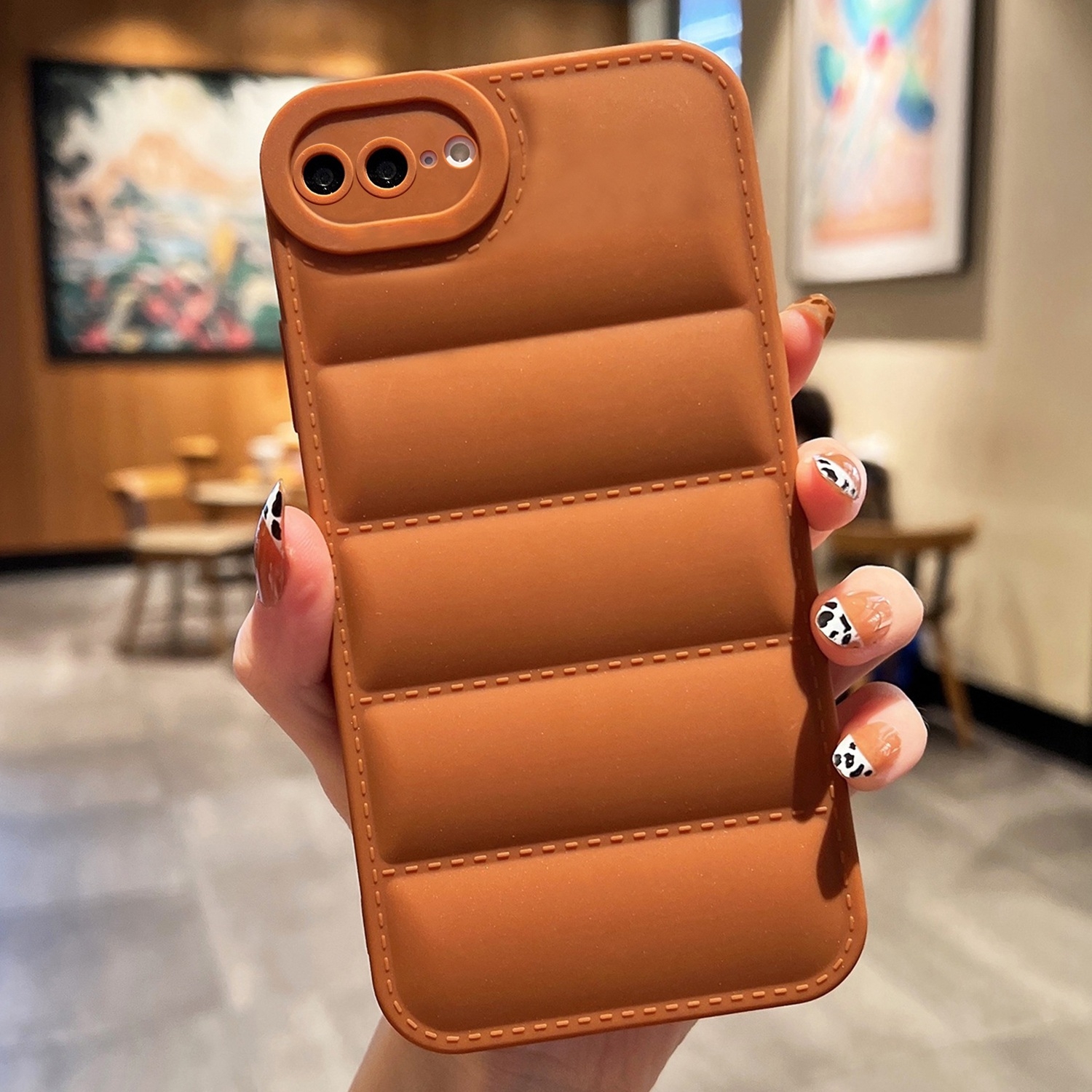 For iPhone 8 Plus / 7 Plus Eiderdown Airbag Frosted TPU Phone Case(Brown) - Shopkiz.com