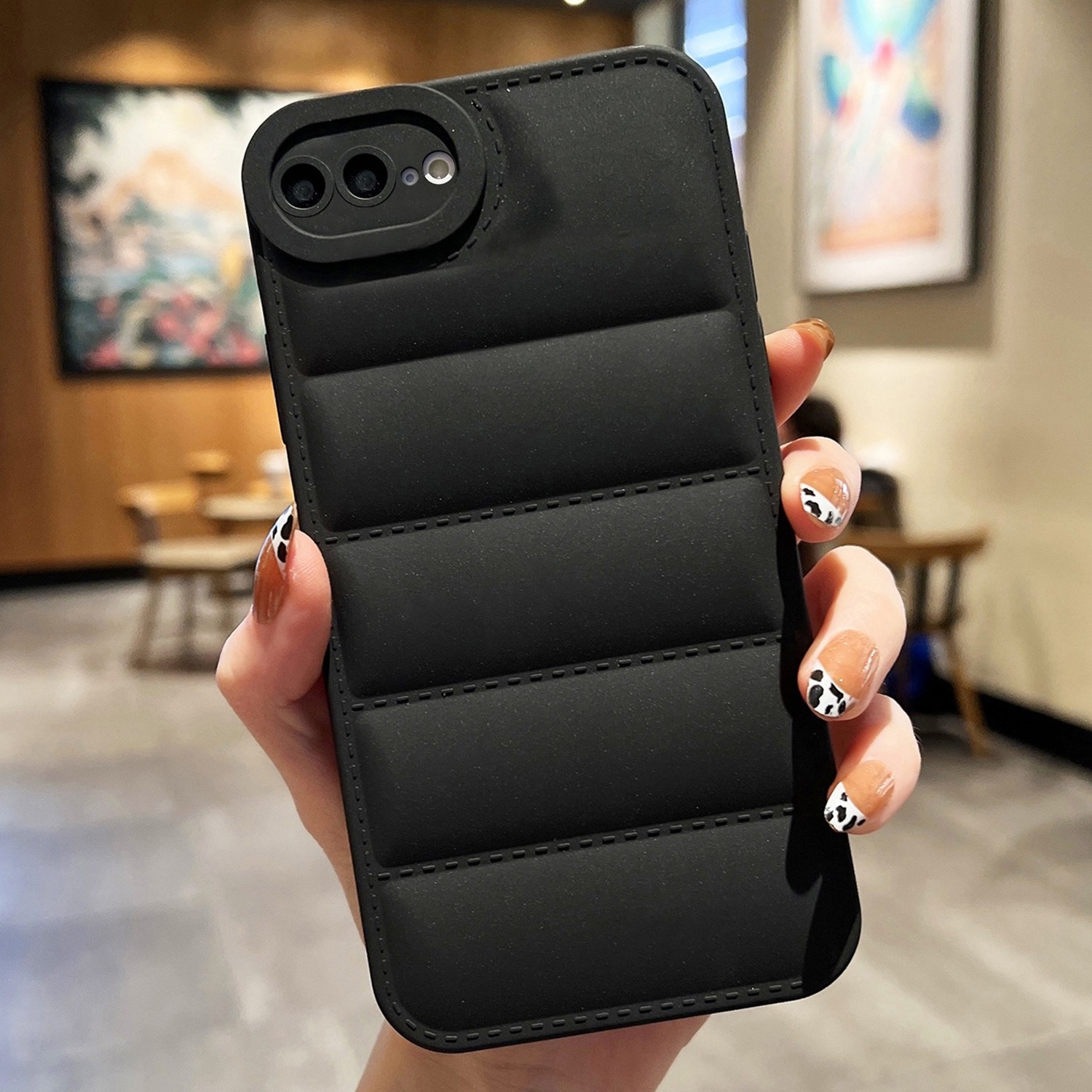 For iPhone 8 Plus / 7 Plus Eiderdown Airbag Frosted TPU Phone Case(Black) - Shopkiz.com