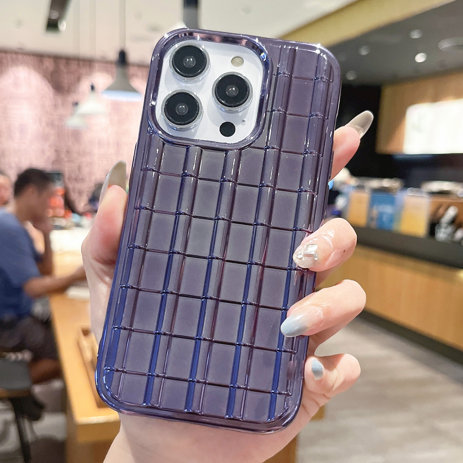 For iPhone 14 Pro Max Electroplated Glazed Tile TPU Phone Case(Purple) - Shopkiz.com