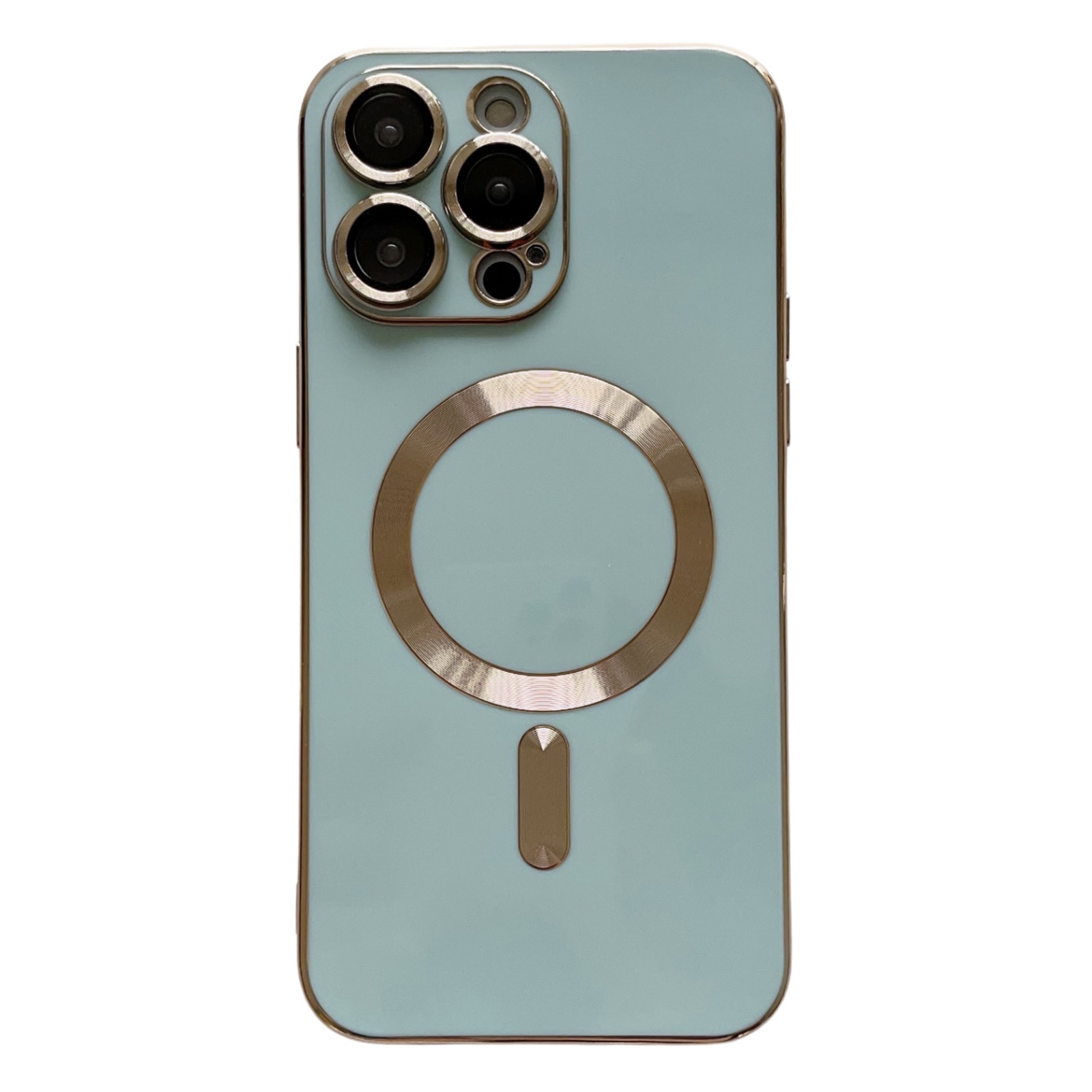 For iPhone 15 Pro Magsafe Plating TPU Phone Case with Lens Film(Light Green) - Shopkiz.com