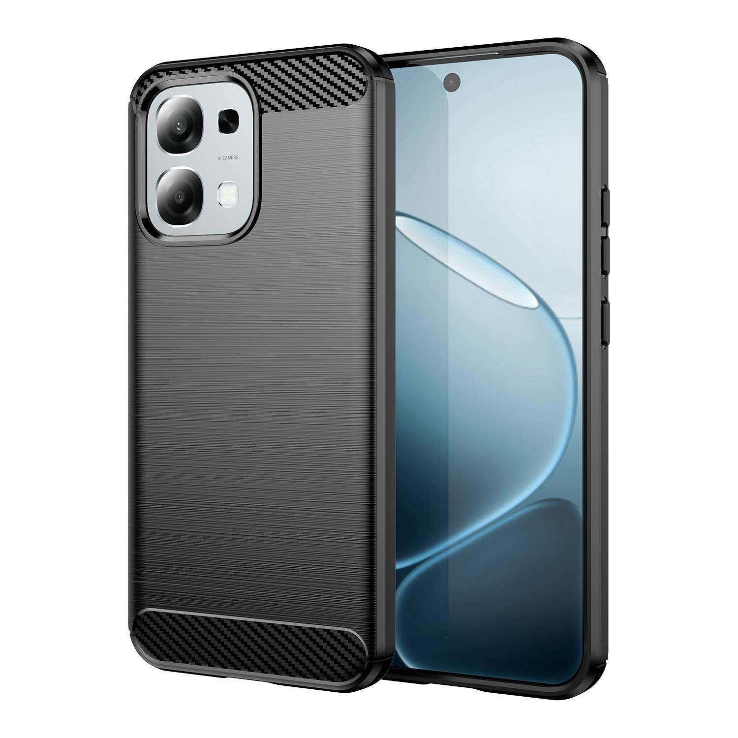 For OPPO A6 5G Carbon Fiber Brushed Texture TPU Phone Case(Black)