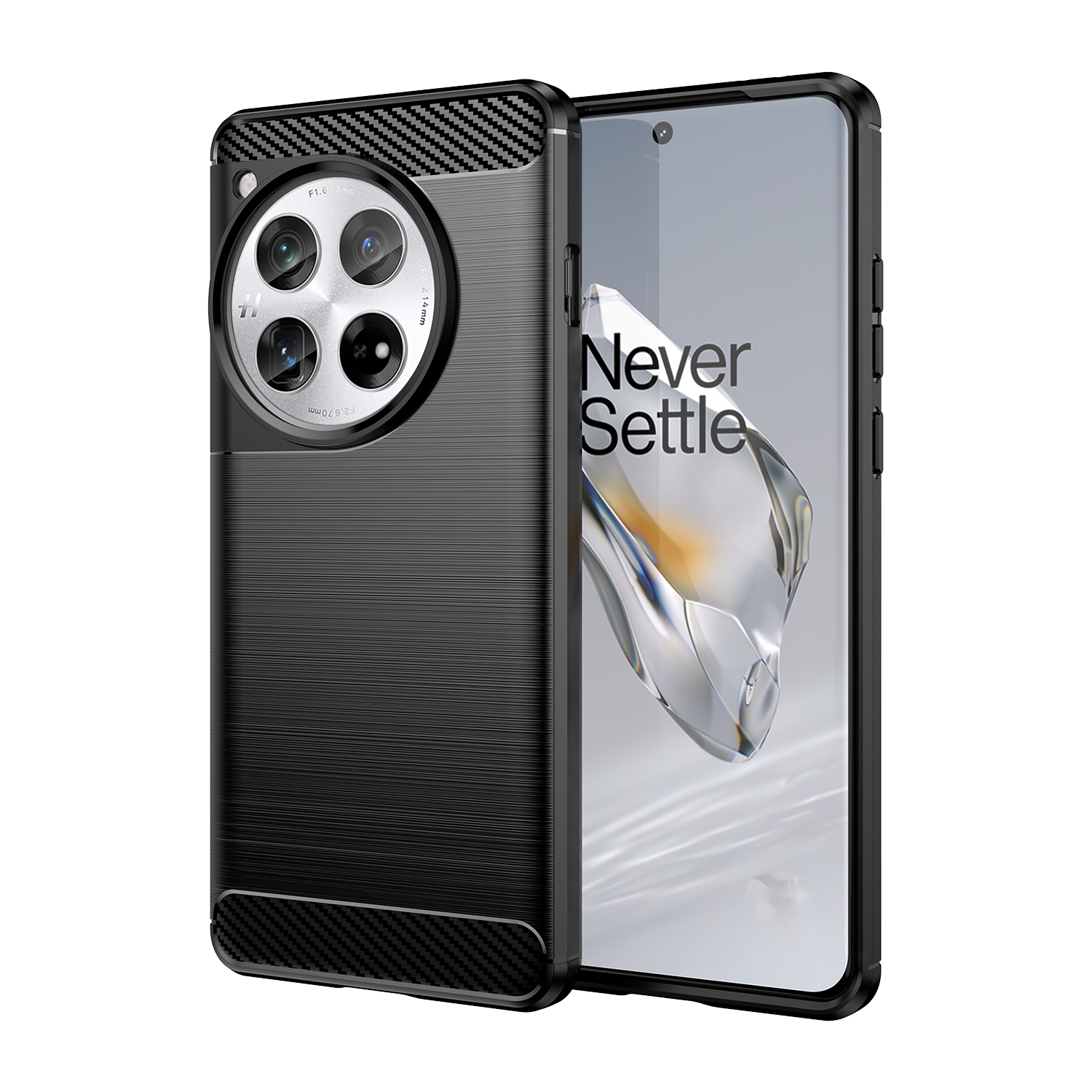 For OnePlus 12 Carbon Fiber Brushed Texture TPU Phone Case(Black)