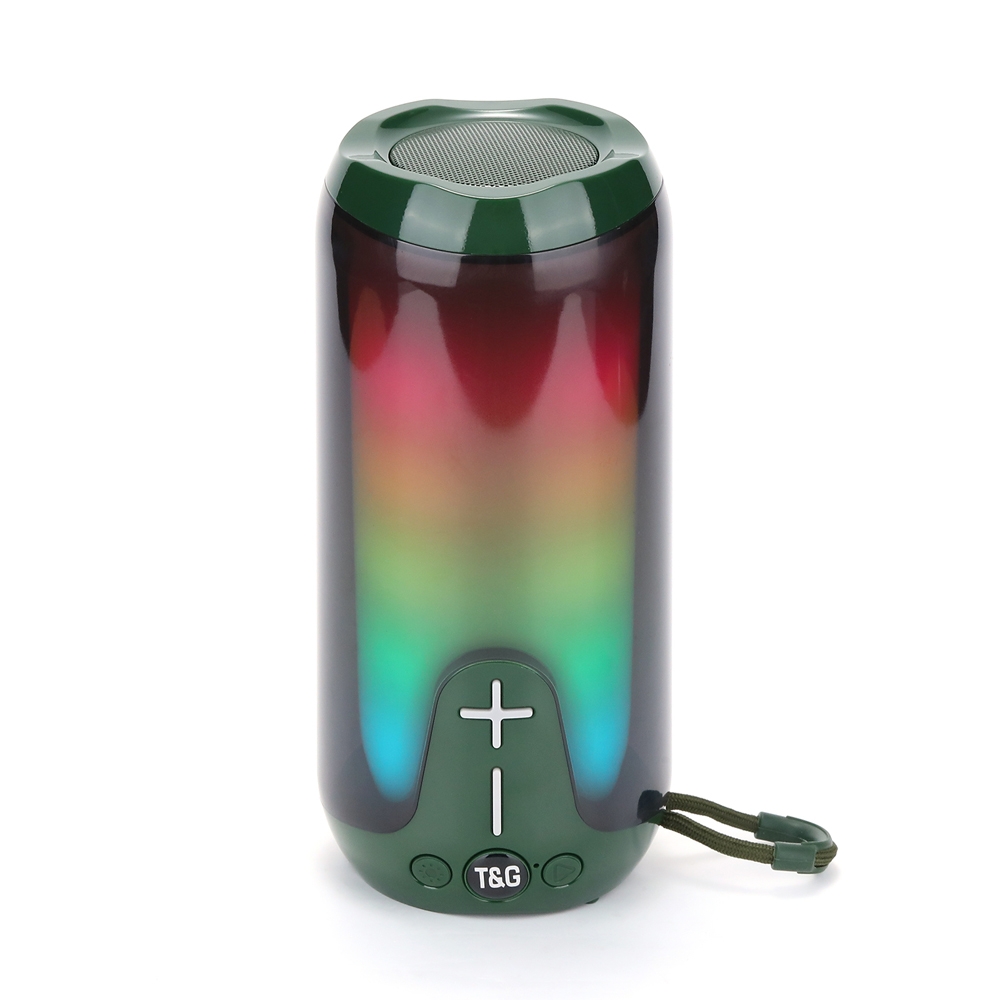 T&G TG651 Portable LED Wireless Bluetooth Speaker Outdoor TWS Subwoofer(Green) - Shopkiz.com