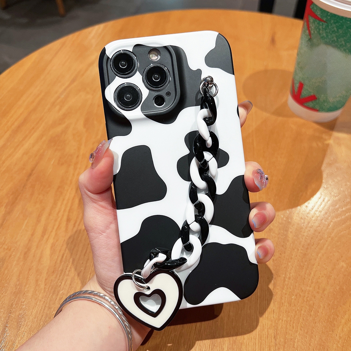 For iPhone 14 Pro Frosted Bracelet TPU Phone Case(Milk Cow Texture) - Shopkiz.com