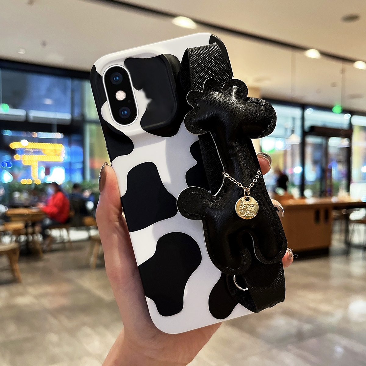 For iPhone XS / X Frosted Wrist Band TPU Phone Case(Milk Cow Texture) - Shopkiz.com
