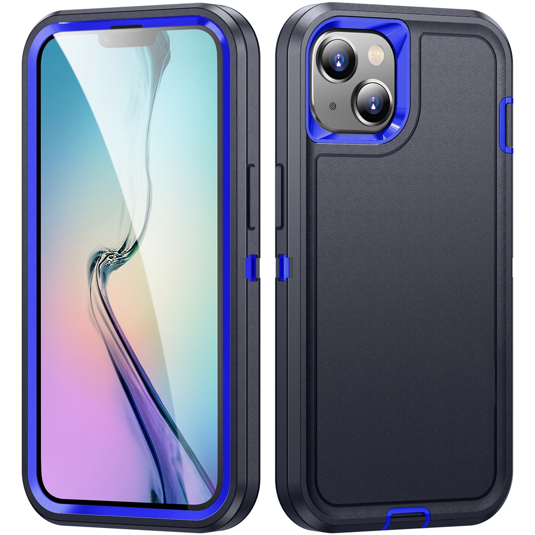 For iPhone 15 Plus Life Waterproof Rugged Phone Case(Dark Blue + Royal Blue) - Shopkiz.com