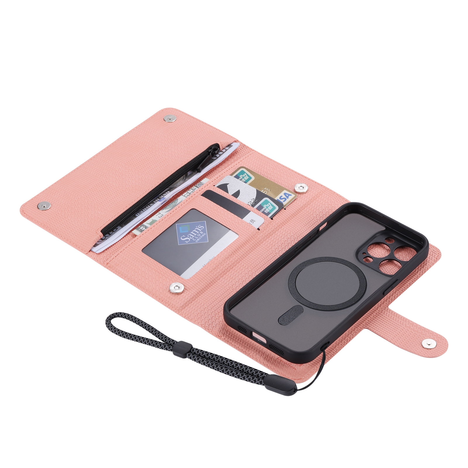 For iPhone 13 ViLi GHB Series MagSafe Magnetic Zipper Leather Phone Case(Pink) - Shopkiz.com