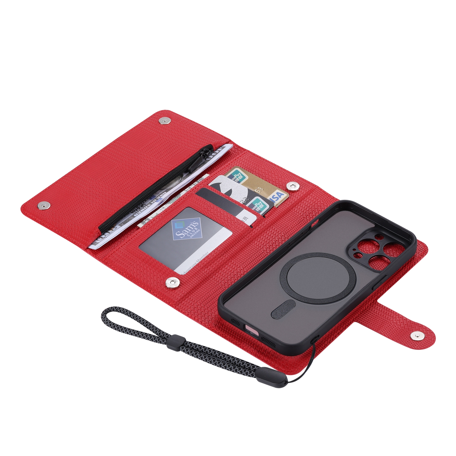 For iPhone 13 ViLi GHB Series MagSafe Magnetic Zipper Leather Phone Case(Red) - Shopkiz.com