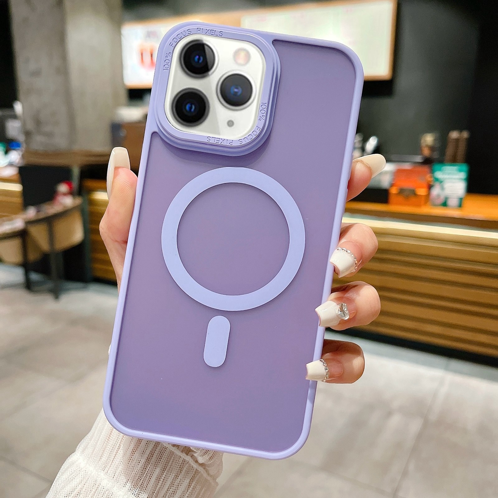 For iPhone 11 Pro Max Imitation Metal Frosted Skin Feel Acrylic MagSafe Phone Case(Light Purple) - Shopkiz.com