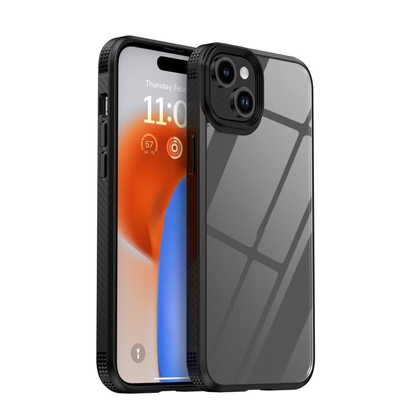 For iPhone 15 iPAKY MG Series Transparent PC+TPU Phone Case(Black) - Shopkiz.com