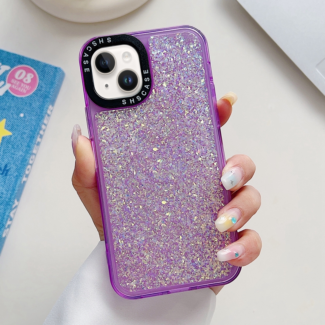 For iPhone 13 Glitter Epoxy Shockproof Phone Case(Purple) - Shopkiz.com