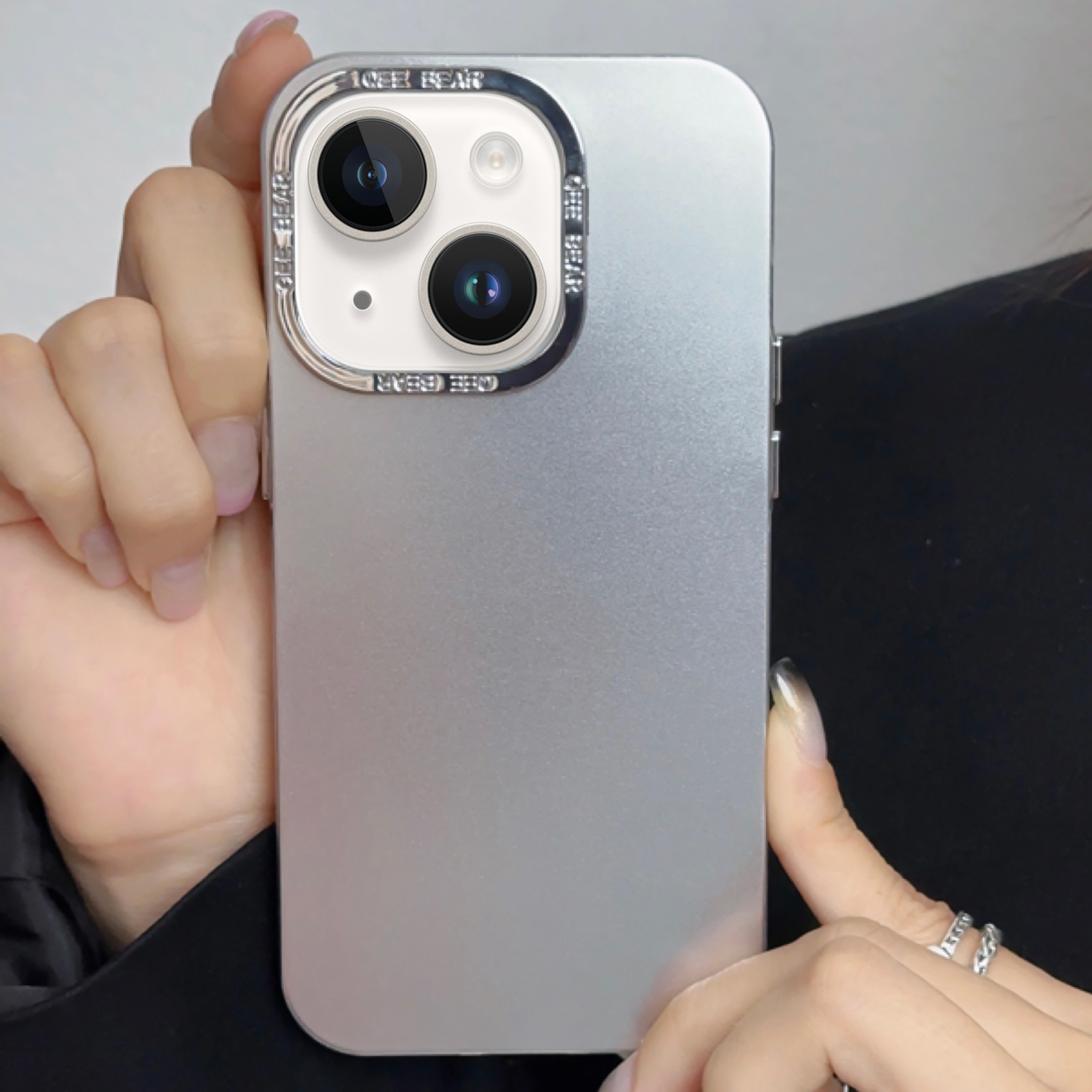 For iPhone 14 Electroplated TPU + Acrylic IMD Phone Case(Silver) - Shopkiz.com