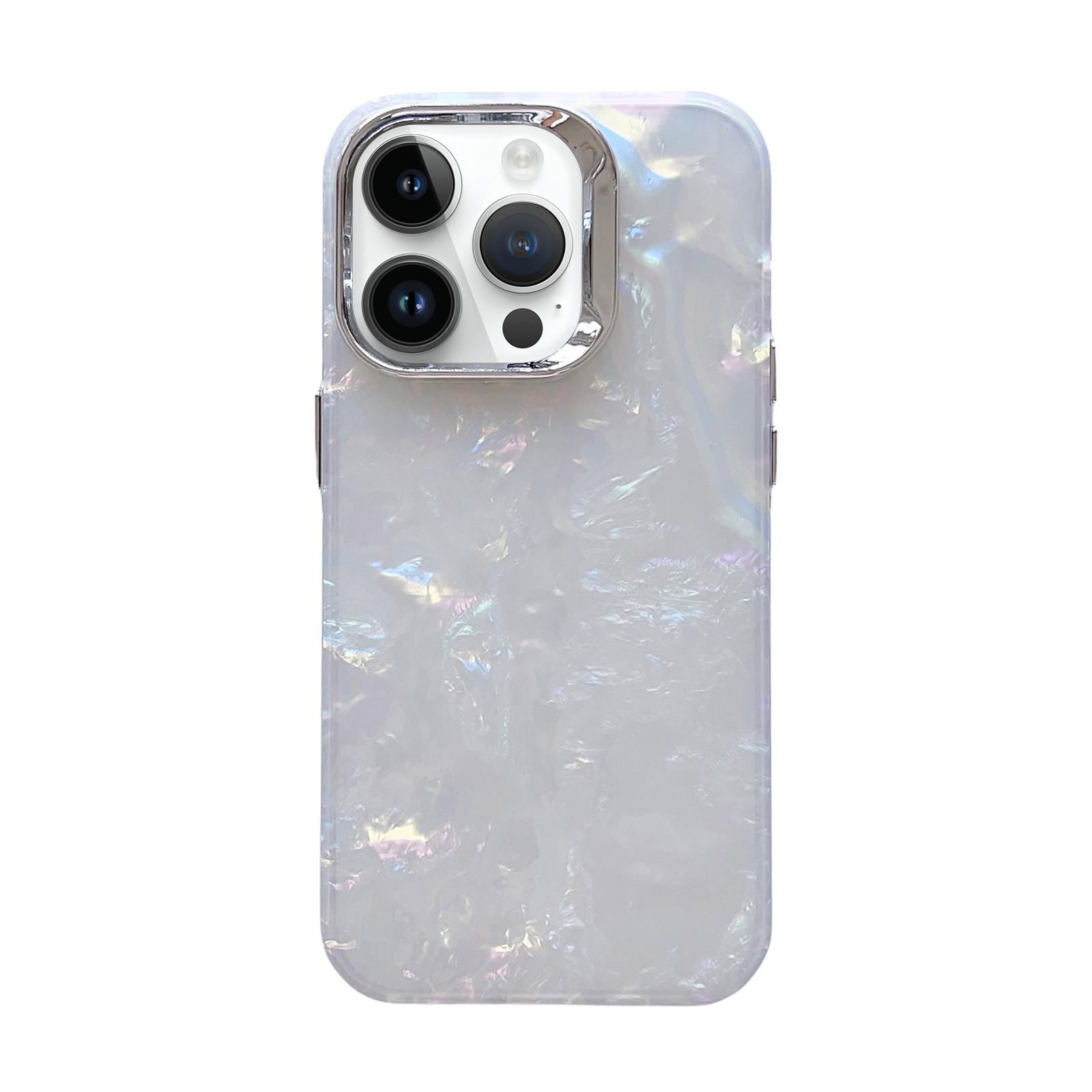For iPhone 12 Pro Max Gradient Shell Texture TPU + Acrylic IMD Phone Case(Silver) - Shopkiz.com